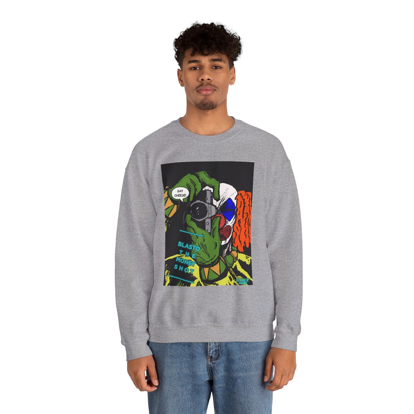 Blasto the Clown Retro Homage Graphic Crewneck Sweatshirt - 'Blast from the Past'