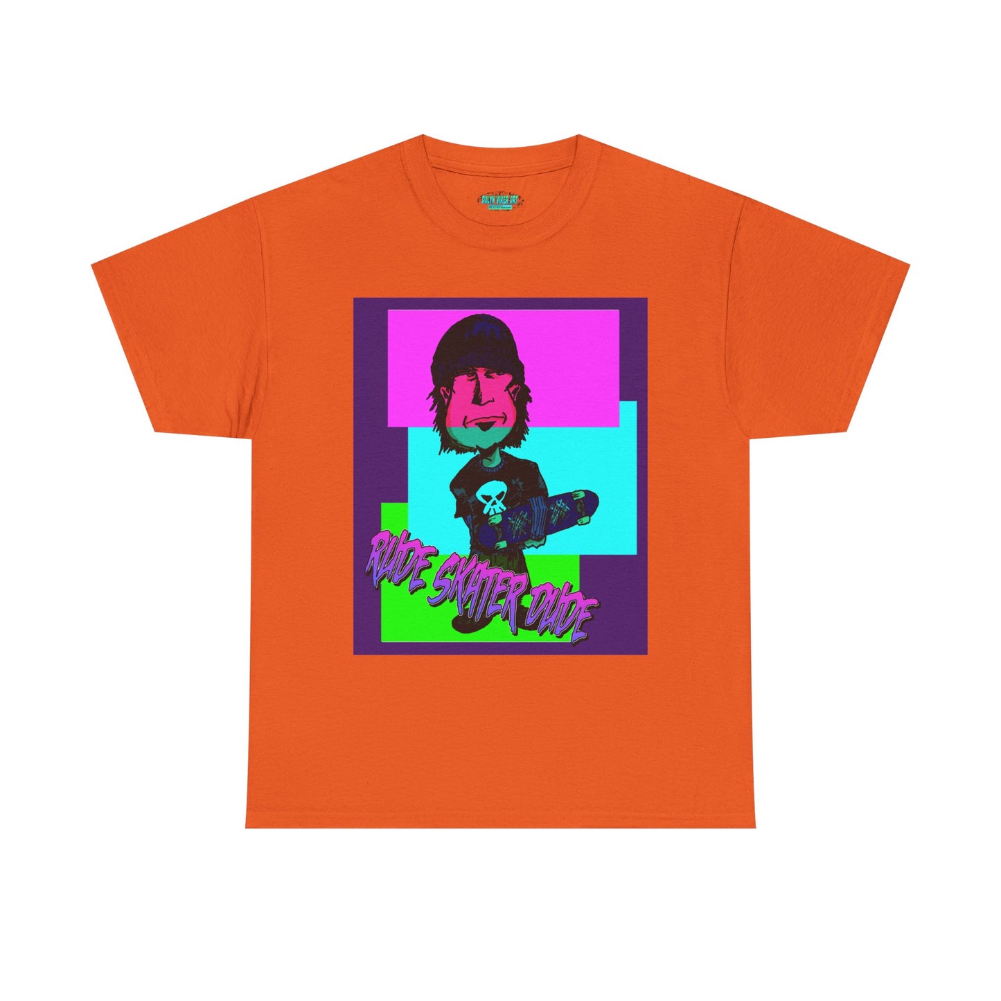 Retro Neon Skateboard Tee — "Rude Skater Dude" Graphic