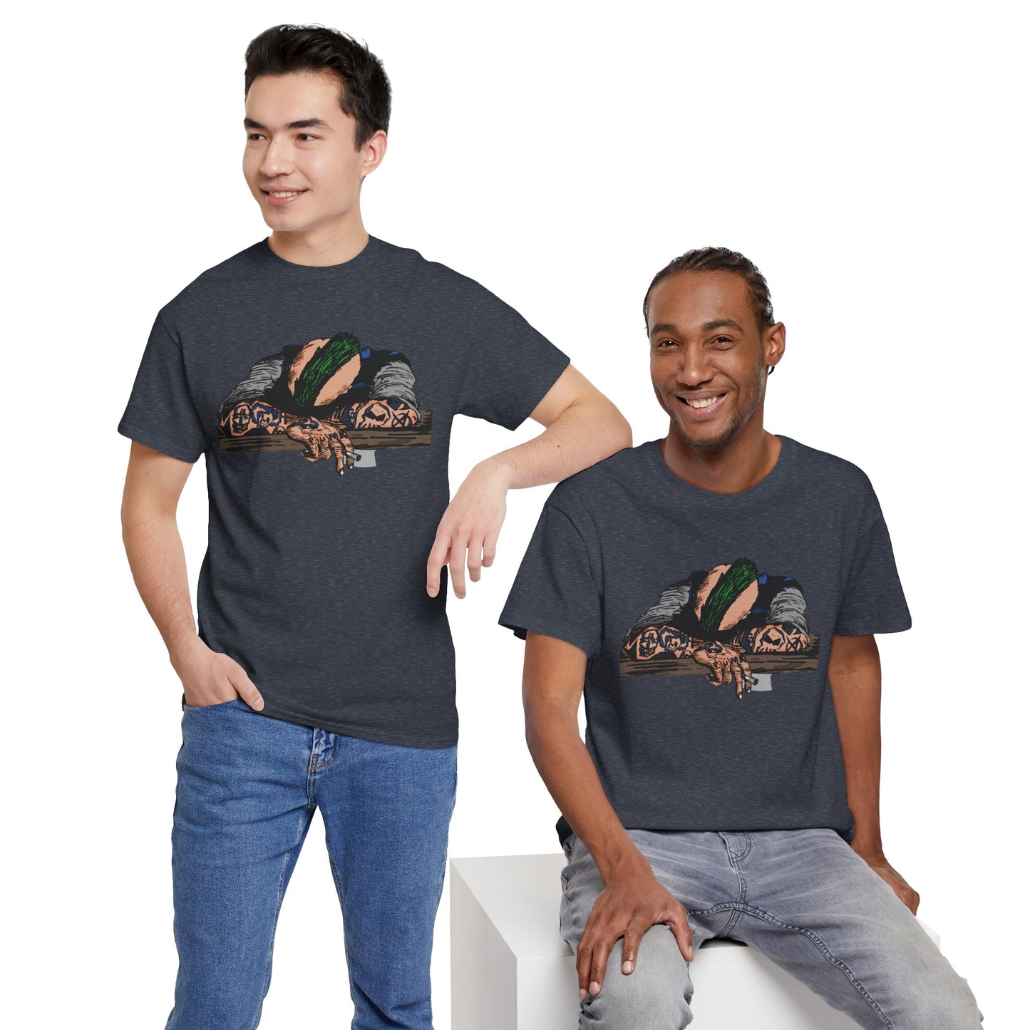 Punk and Done Stylish Unisex Heavy Cotton Tee with Artistic Print, Casual Tee, Graphic T-Shirt, Gift for Art Lovers, Everyday Wear, Unique Art Apparel