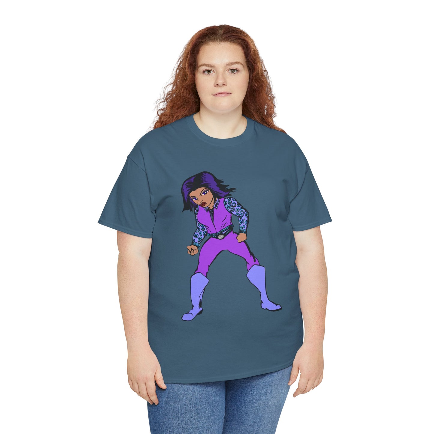 Retro Cartoon Hero Woman Character Unisex Heavy Cotton Tee, Vintage Graphic Tee, Fun T-Shirt, Gift for Fans, Casual Wear, Everyday Tee