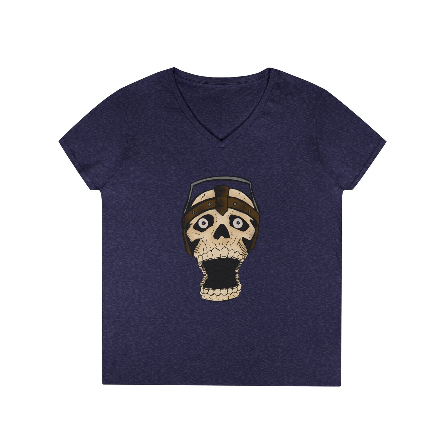 Skull Design Ladies' V-Neck T-Shirt - Trendy & Edgy Graphic Tee