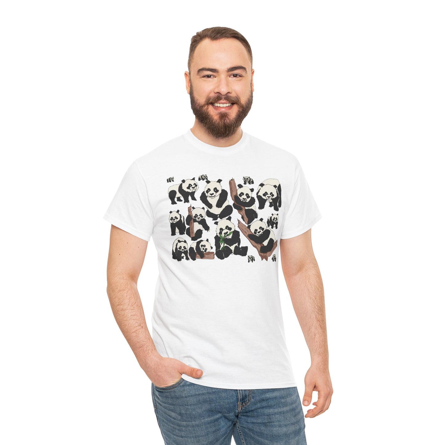 Cute Panda Design Unisex Heavy Cotton Tee | Animal Lover Gift, Casual Wear, Eco-Friendly Apparel, Nature Enthusiast Clothing