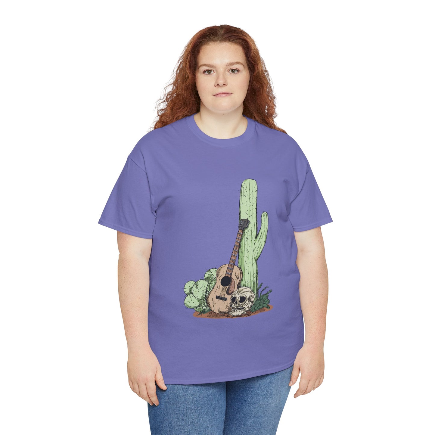 Desert Vibe Graphic Tee - Unisex Heavy Cotton Shirt, Boho Cactus Shirt, Guitar Lover's Gift, Summer Top, Music T-Shirt