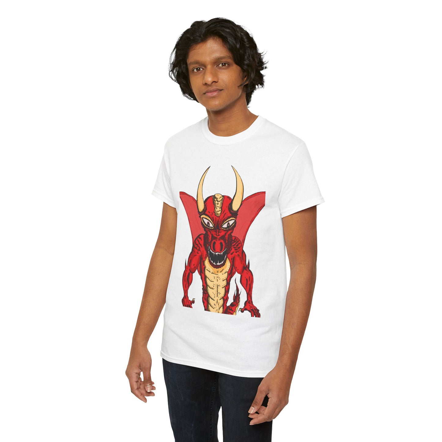 Bold Red Dragon Unisex Heavy Cotton Tee | Graphic Shirt for Anime Fans, Party Wear, Casual Outfit, Gift for Him/Her