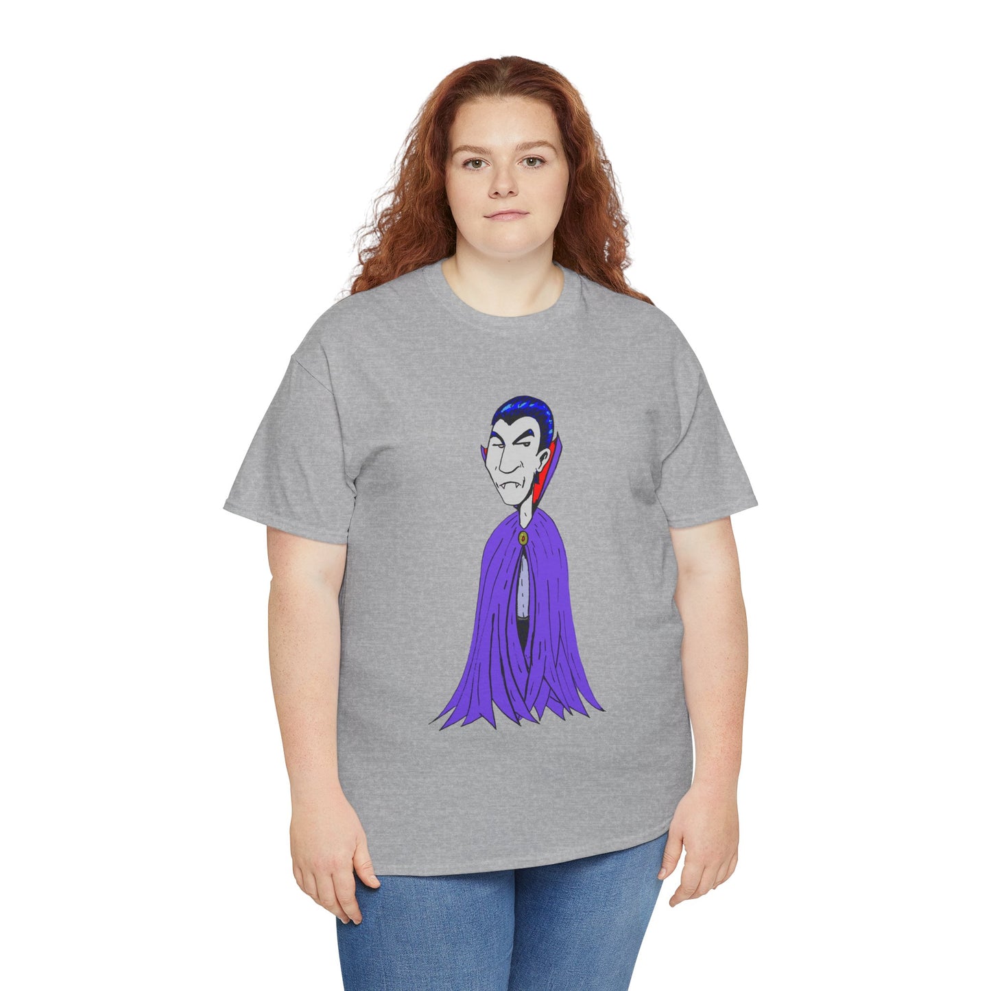 Vampire Cartoon Tee - Cute Purple Cloak Dracula Graphic T-Shirt