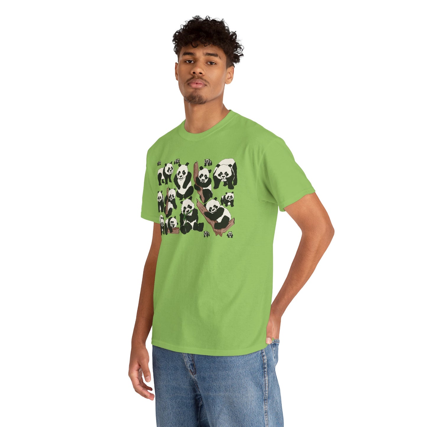 Cute Panda Design Unisex Heavy Cotton Tee | Animal Lover Gift, Casual Wear, Eco-Friendly Apparel, Nature Enthusiast Clothing