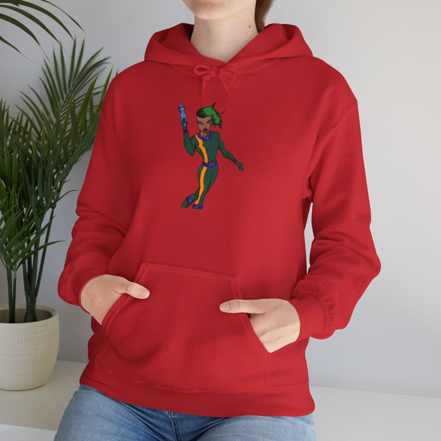 Funky Retro Space Warrior Hoodie - Unisex Heavy Blend™ Hooded Sweatshirt, Cozy Trendy Pullover, Perfect Gift for Dance Lovers, Party Vibes, [...]