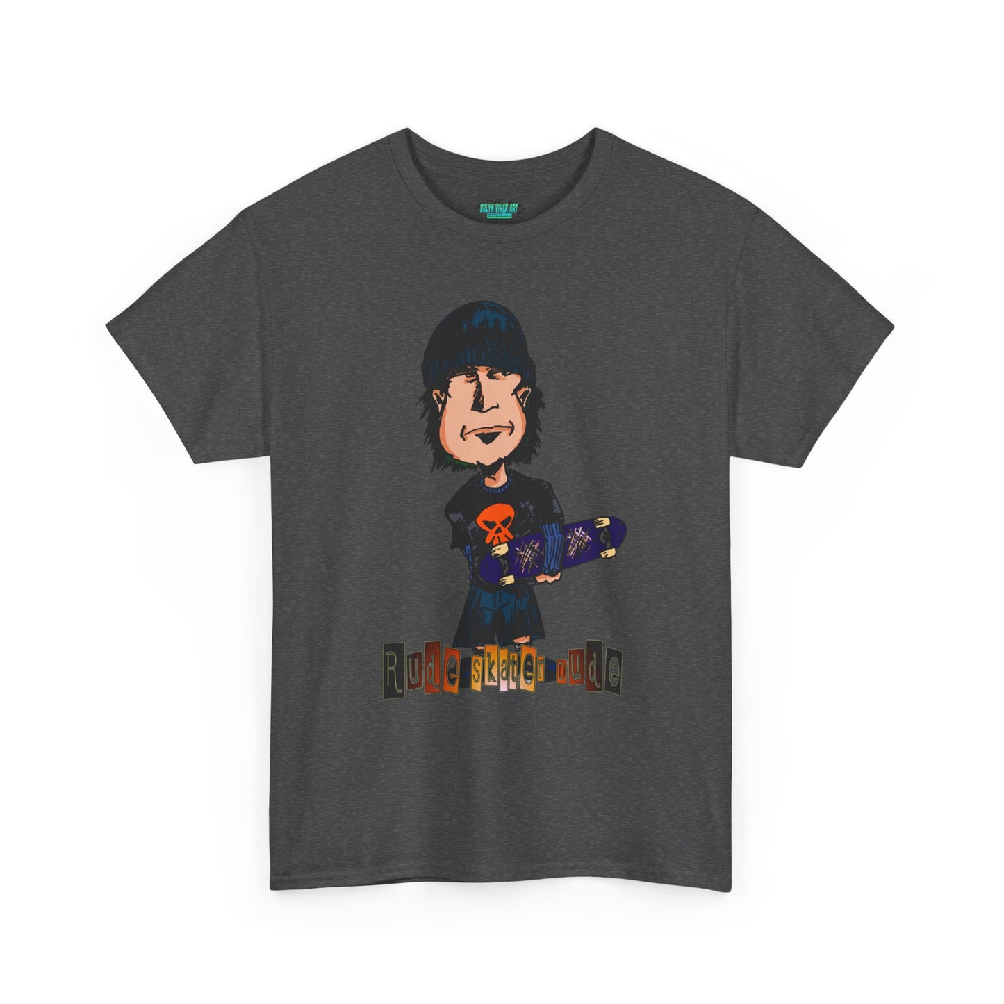 Rude Skater Dude Cartoon Skate Punk T-Shirt — Skateboarding Tee with Skull Design