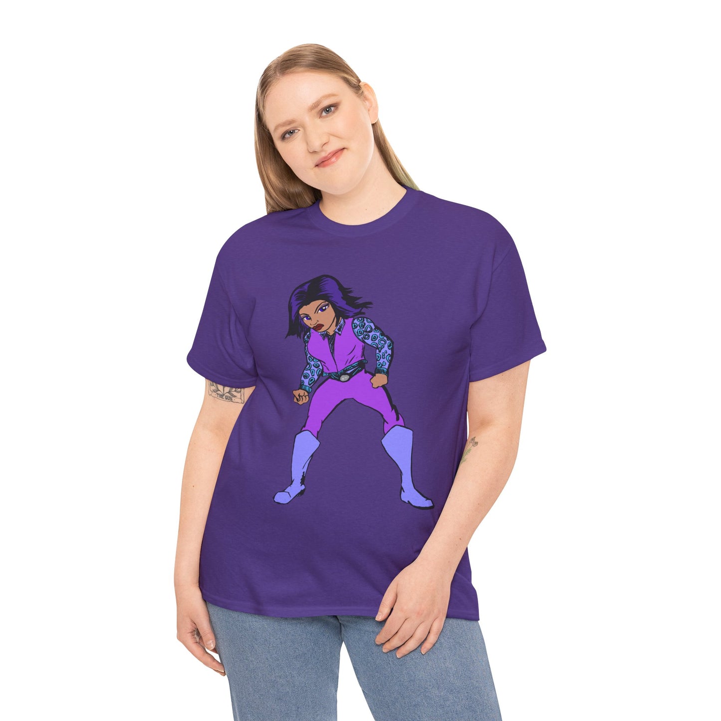 Retro Cartoon Hero Woman Character Unisex Heavy Cotton Tee, Vintage Graphic Tee, Fun T-Shirt, Gift for Fans, Casual Wear, Everyday Tee