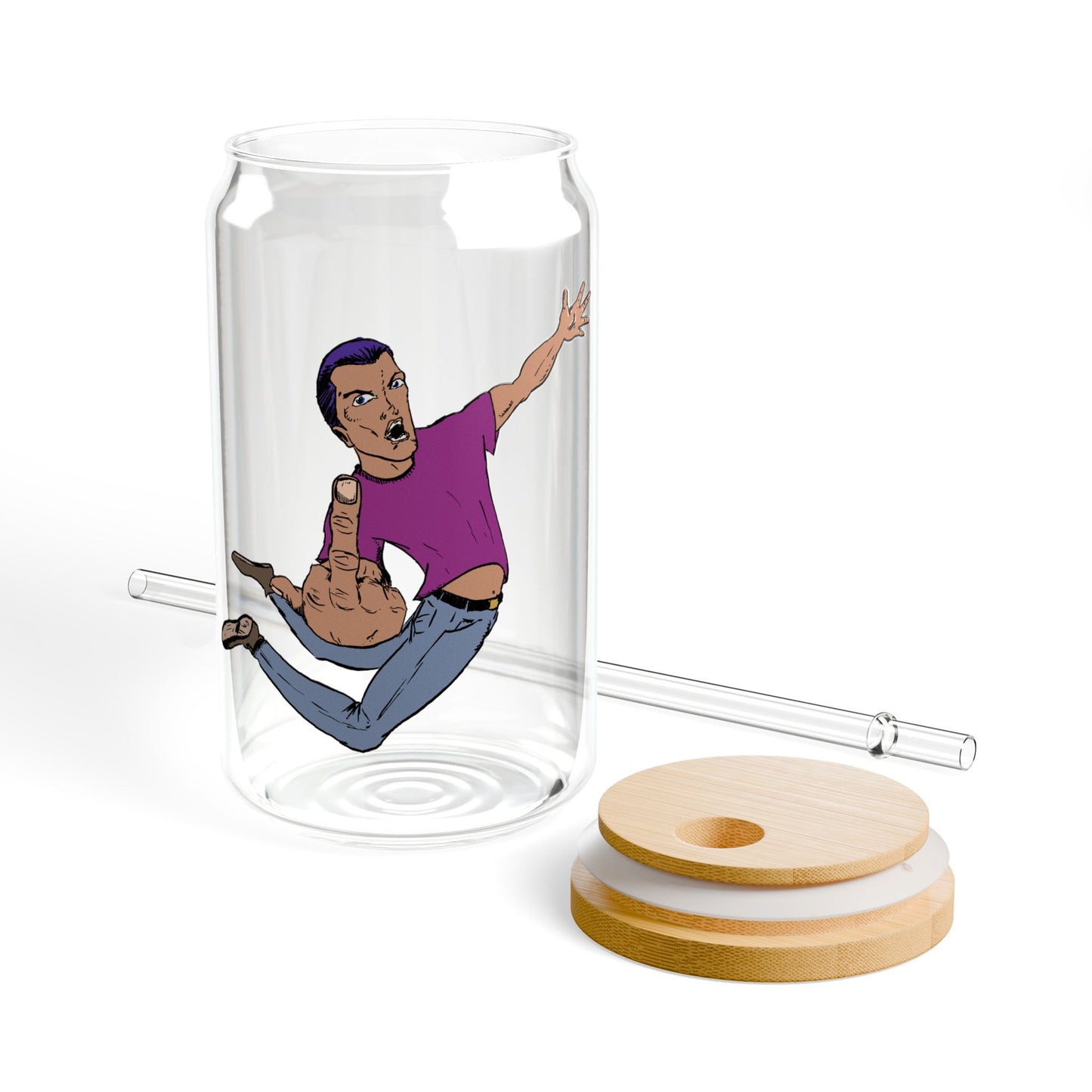 Flying Eff Cool Character Sipper Glass | Fun Water Bottle for Kids, Stylish Beverage Jar, Unique Gift Idea, Home Décor, Summer Essential