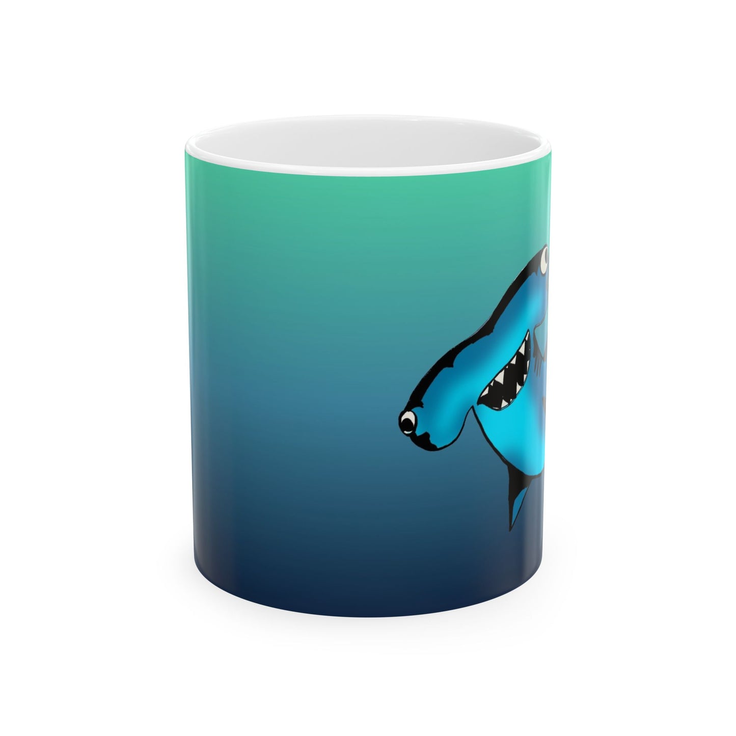 Harley Hammerhead Shark Gradient Ceramic Mug — Cute Hammerhead Coffee Cup (11oz & 15oz)
