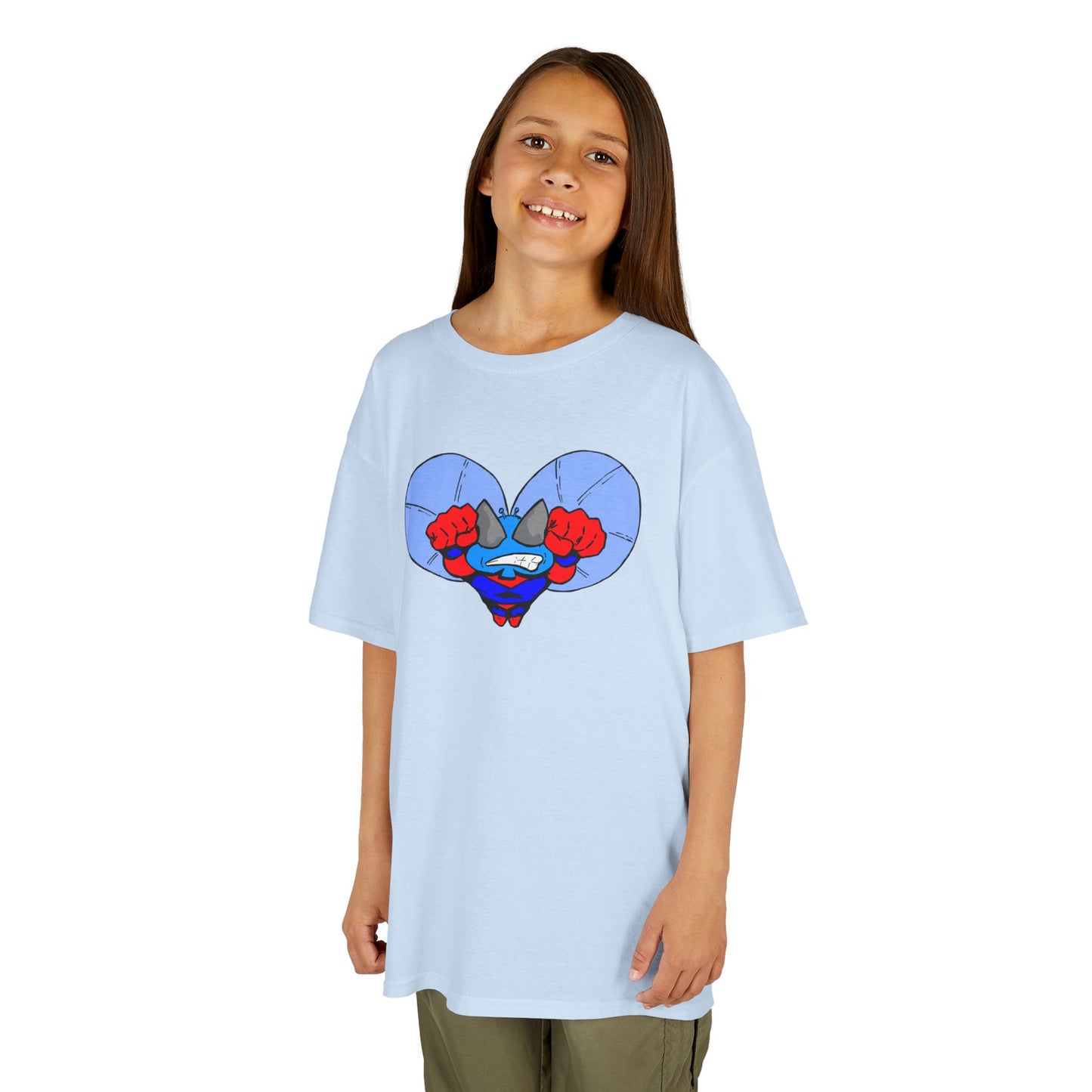 Astro-Fly Kids Superhero T‑Shirt — Cute Blue Hero Design
