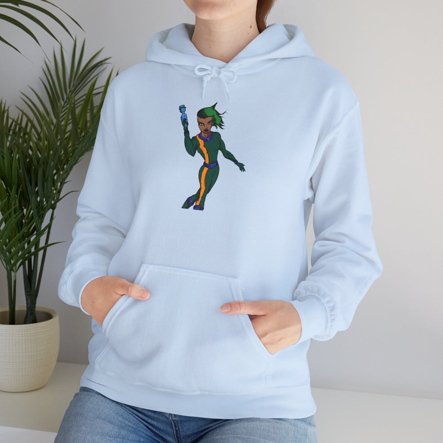 Funky Retro Space Warrior Hoodie - Unisex Heavy Blend™ Hooded Sweatshirt, Cozy Trendy Pullover, Perfect Gift for Dance Lovers, Party Vibes, [...]