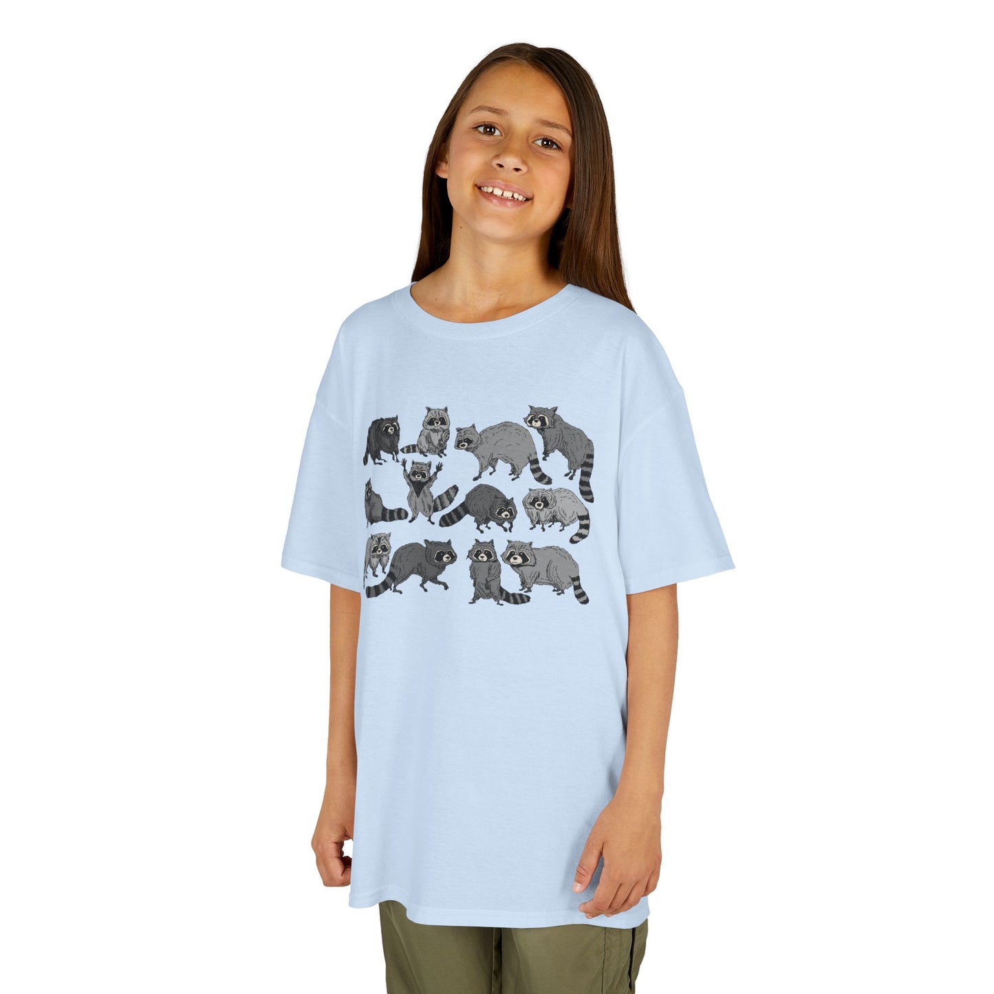 Cute Raccoons Pattern Kids Tee, Animal Lover Gift, Funny Raccoon Shirt, Children's Apparel, Birthday Outfit, Pet Lover Tee