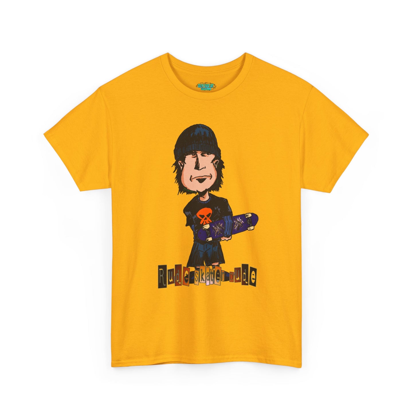 Rude Skater Dude Cartoon Skate Punk T-Shirt — Skateboarding Tee with Skull Design