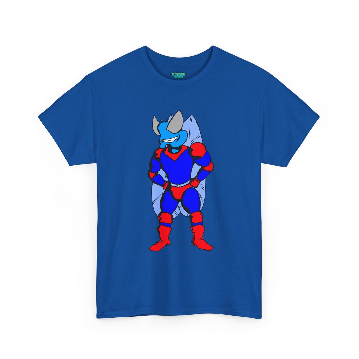 Astro-Fly Hero Graphic Tee - Blue & Red Superhero T-Shirt