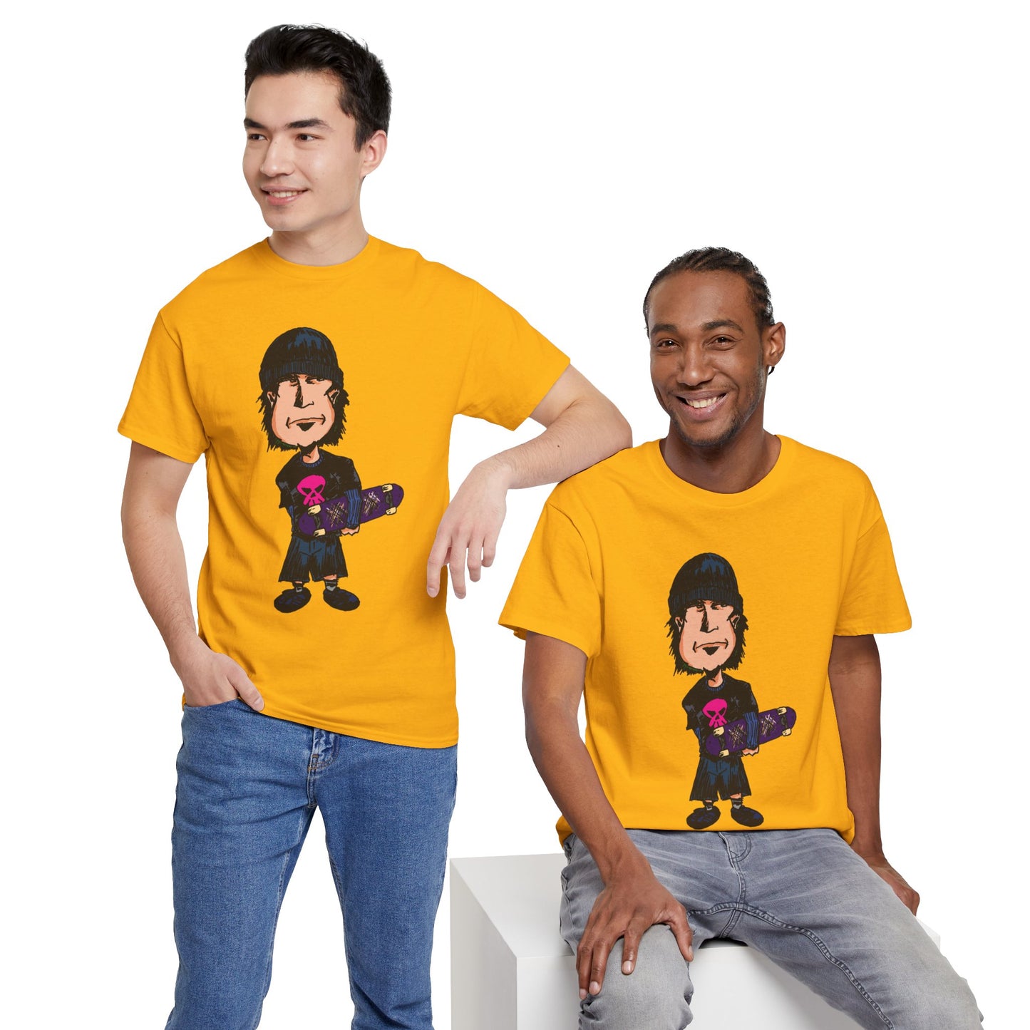 Rude Skater Dude - Skate Punk - Skater Kid Cartoon T‑Shirt — Cute Skateboarder Graphic Tee