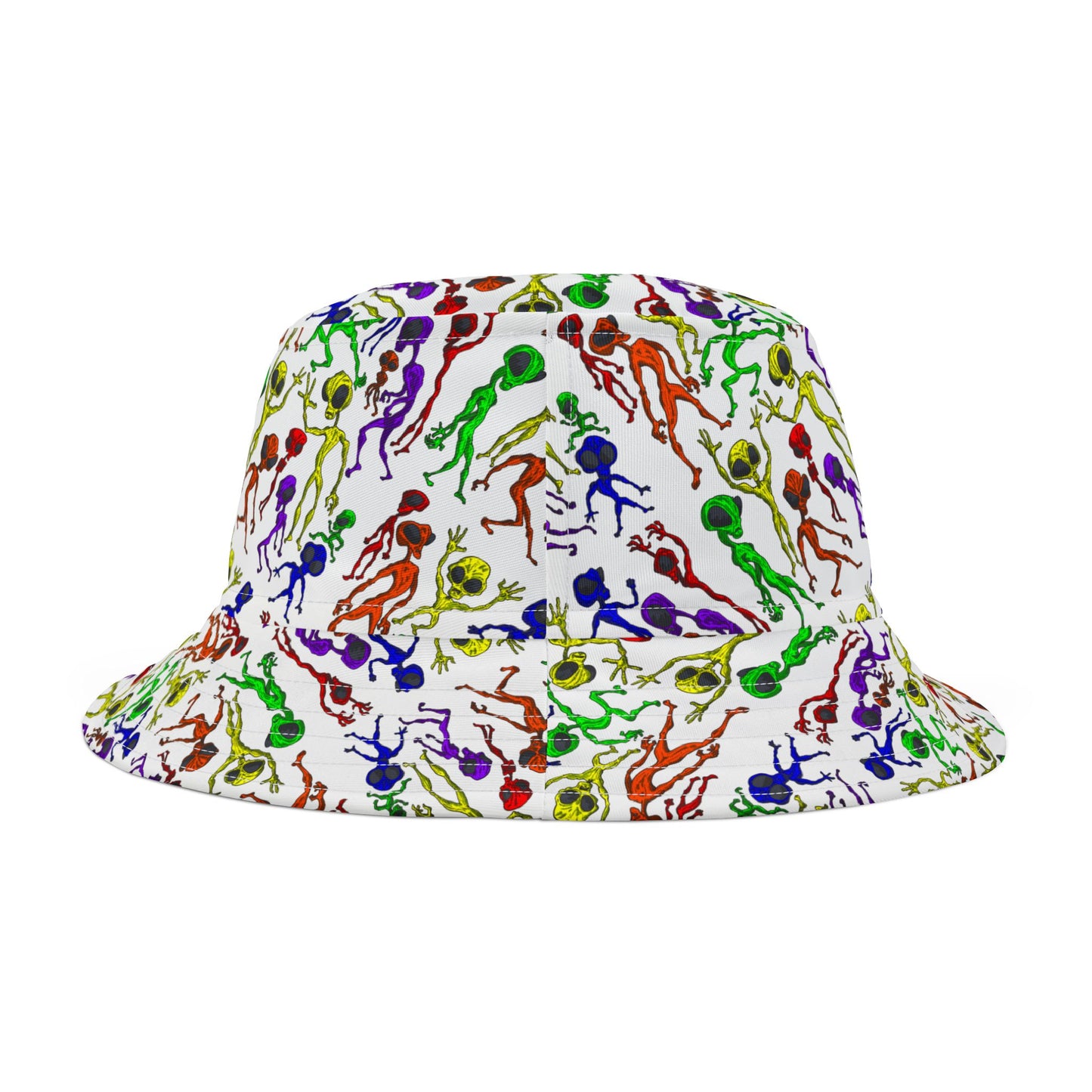 Colorful Alien Dance Party Bucket Hat - Fun Summer Accessory, Festivals, Beach, Gift for Friends, Unique Retro Style