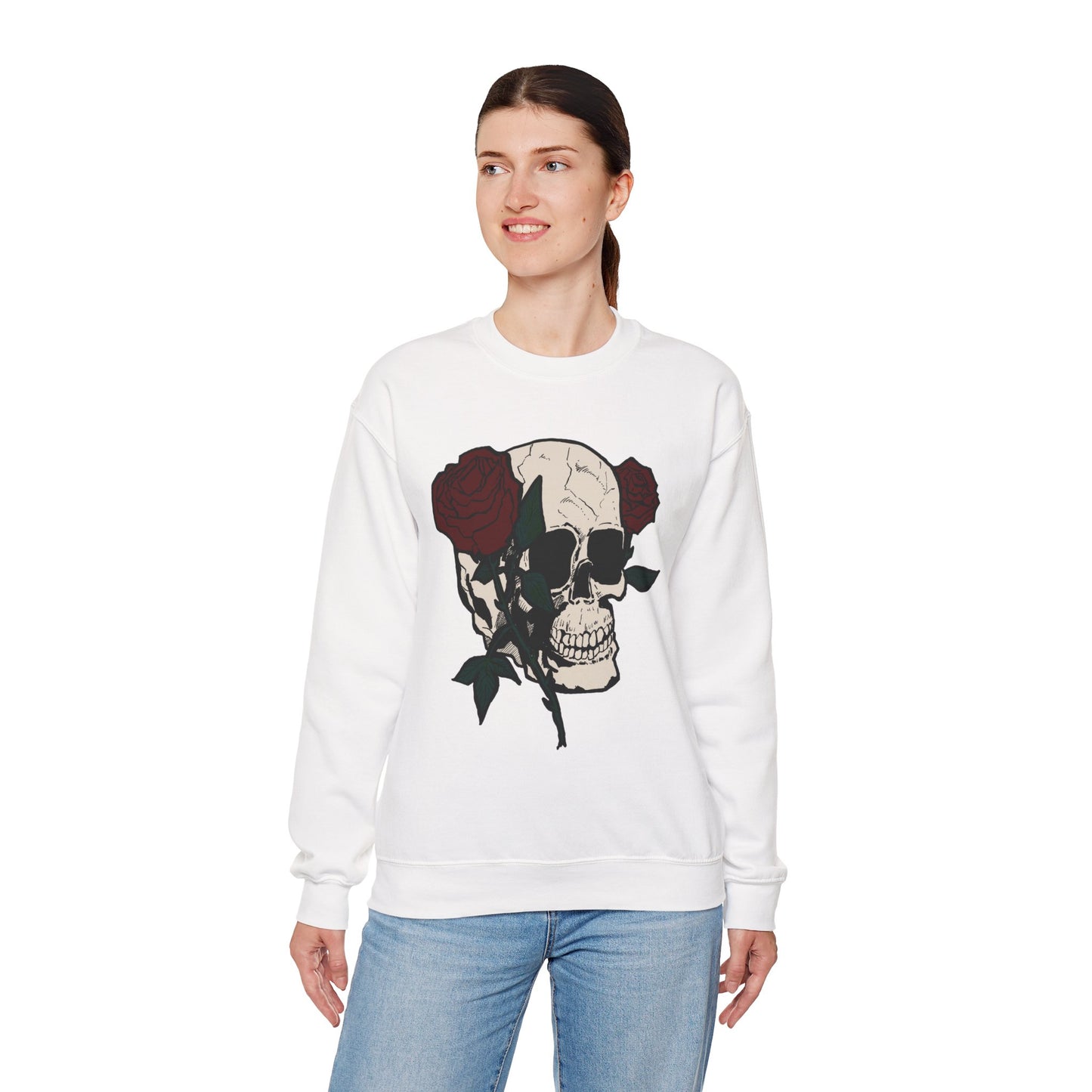 Skull & Rose Crewneck Sweatshirt - Unisex Heavy Blend™