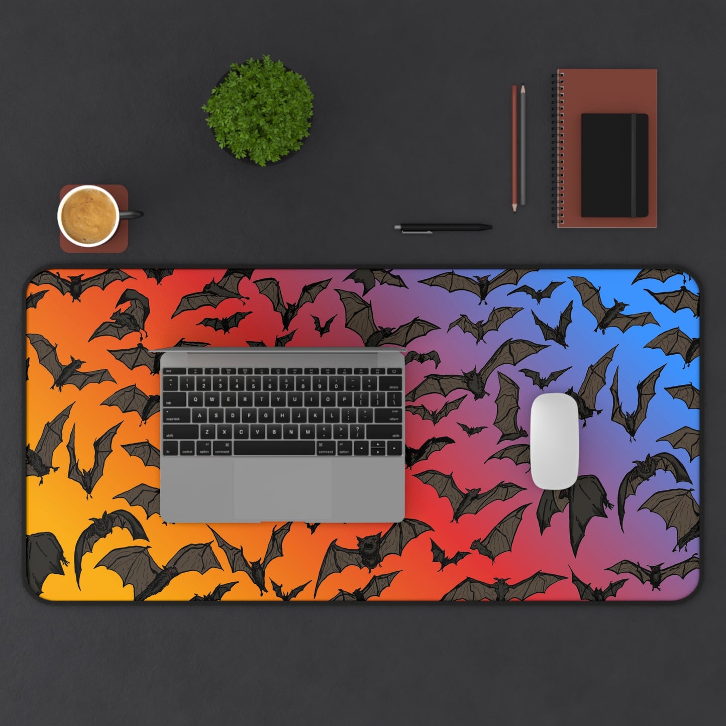 Bat Desk Mat — Halloween Bat Pattern Mouse Pad for Gamers & Office