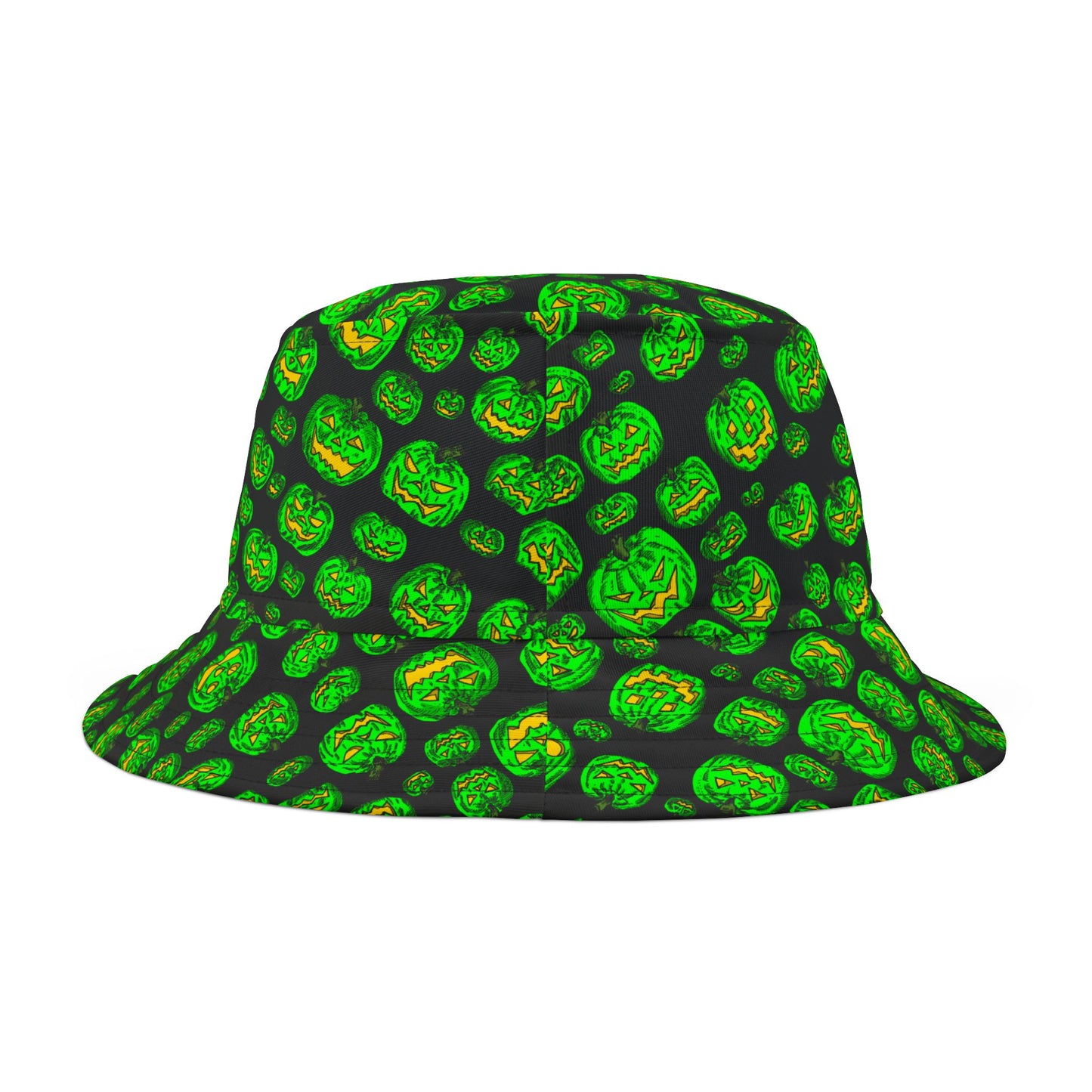Monster Green Jack O Lantern Halloween Bucket Hat, Spooky Fall Accessory, Festival Hat, Trick or Treat Gear, Unisex Hat