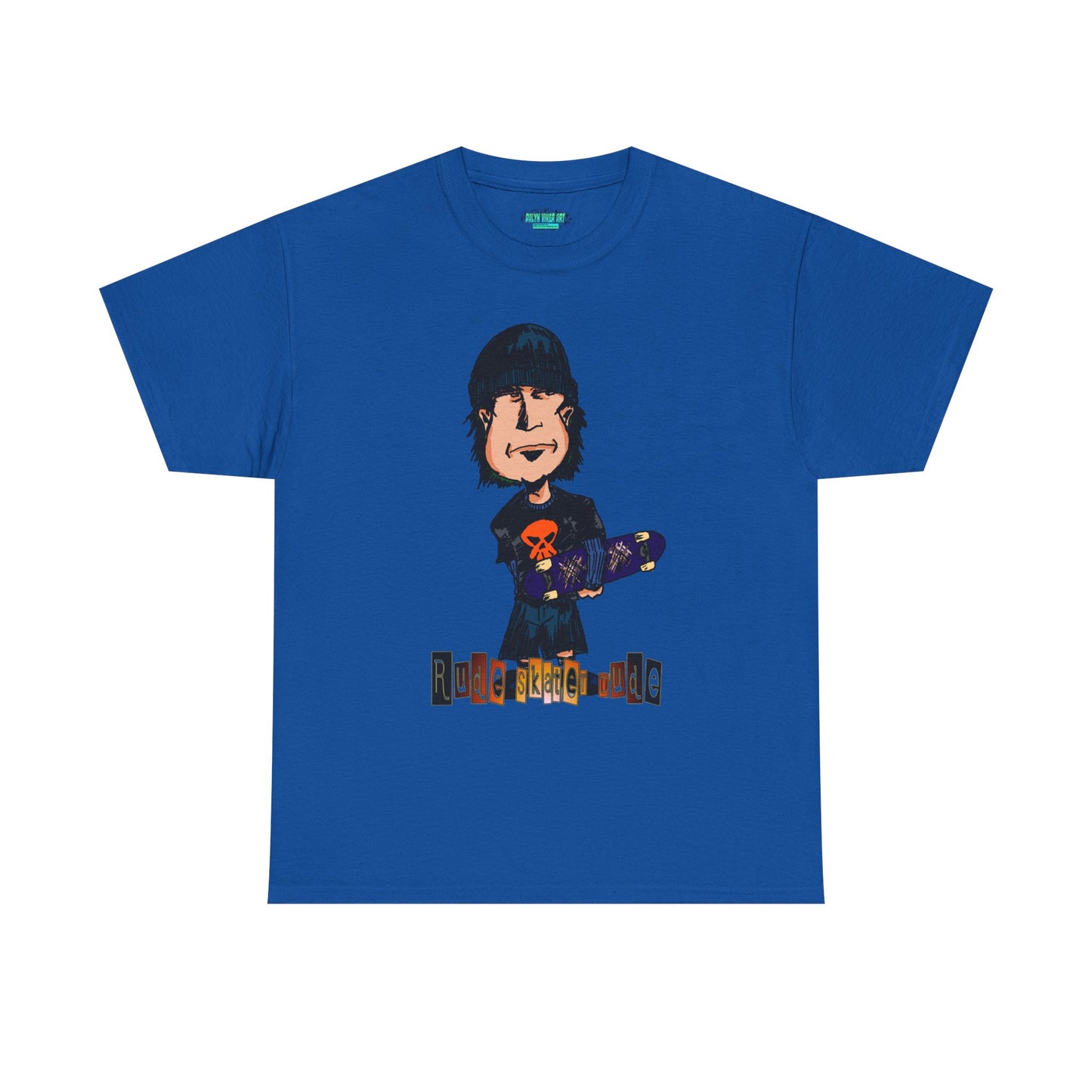 Rude Skater Dude Cartoon Skate Punk T-Shirt — Skateboarding Tee with Skull Design