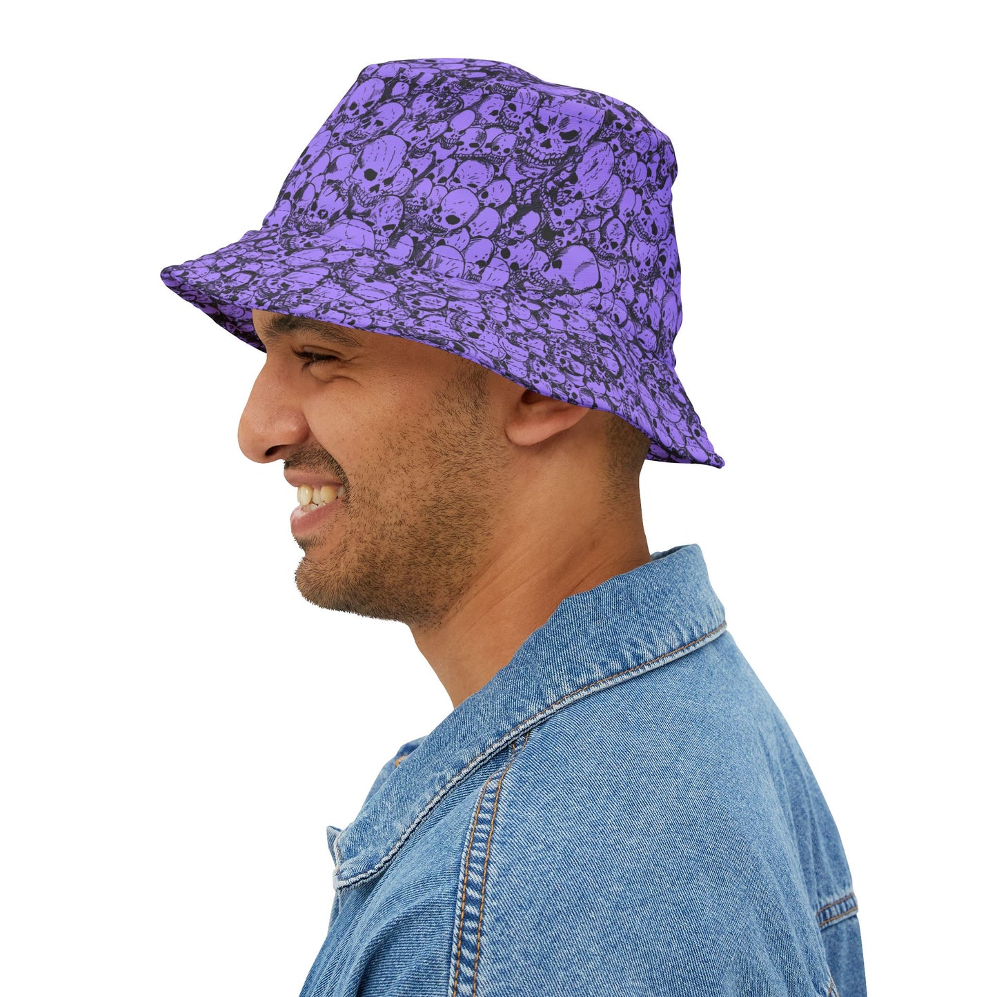 Purple Gathering of Skulls Print Bucket Hat - Edgy Summer Accessory