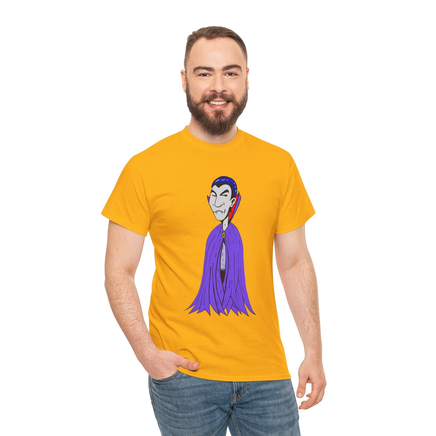 Vampire Cartoon Tee - Cute Purple Cloak Dracula Graphic T-Shirt