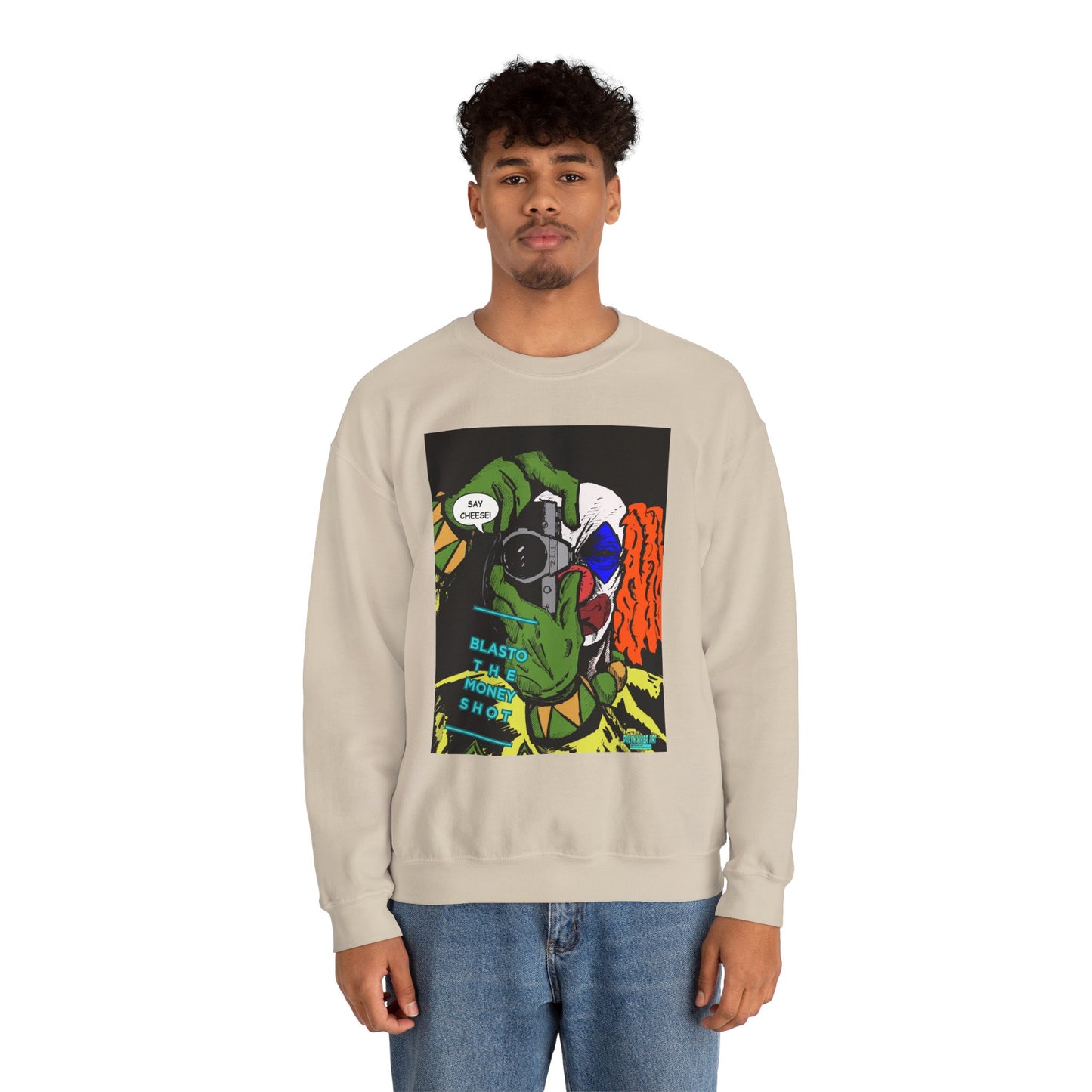 Blasto the Clown Retro Homage Graphic Crewneck Sweatshirt - 'Blast from the Past'