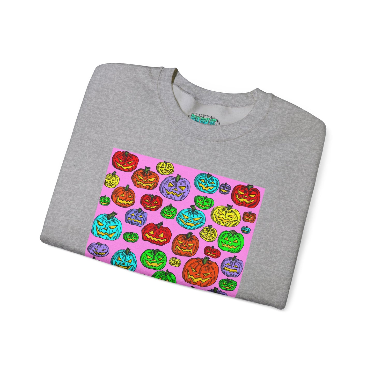 Colorful Pumpkin Crewneck Sweatshirt for Fall Celebrations