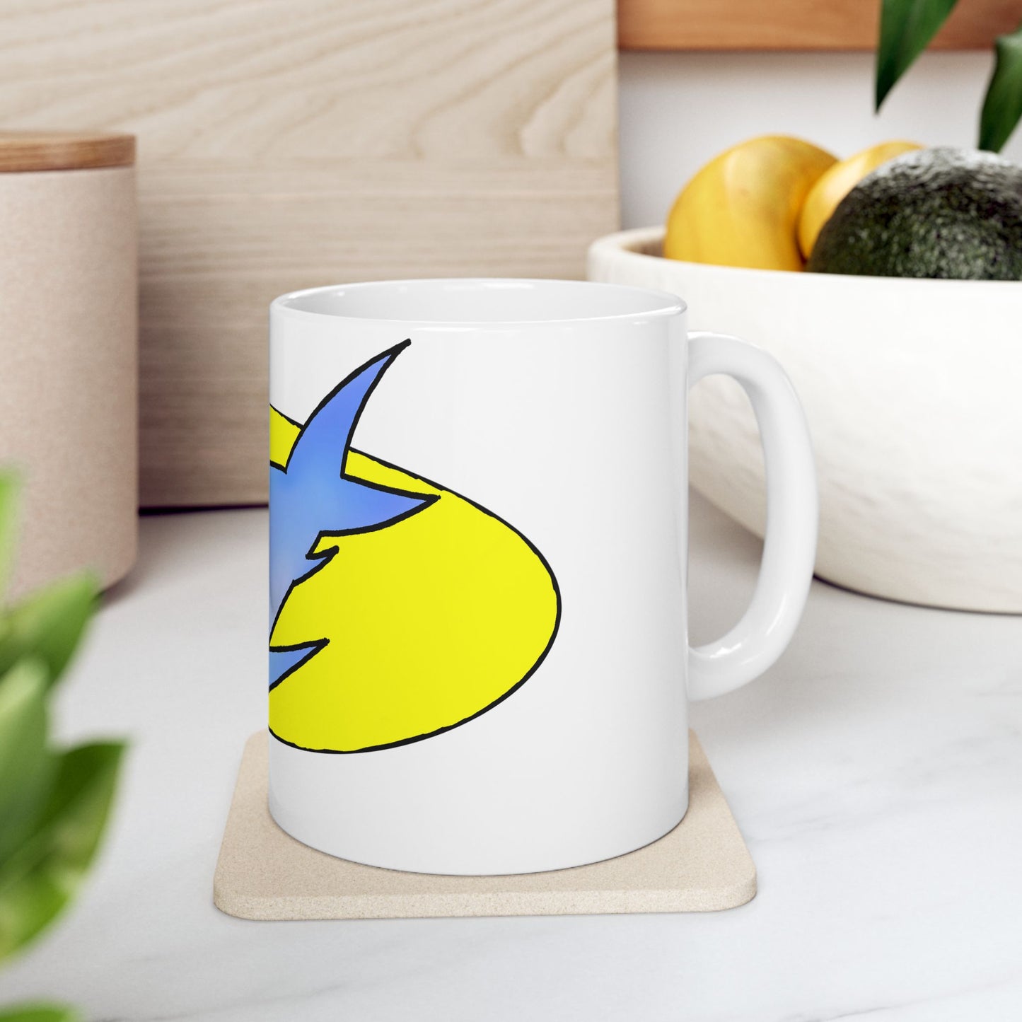 Sharky Ceramic Mug - Fun Gift for Ocean Lovers, Coffee Cup, Shark Enthusiast Mug, Unique Kitchenware, Birthday Present