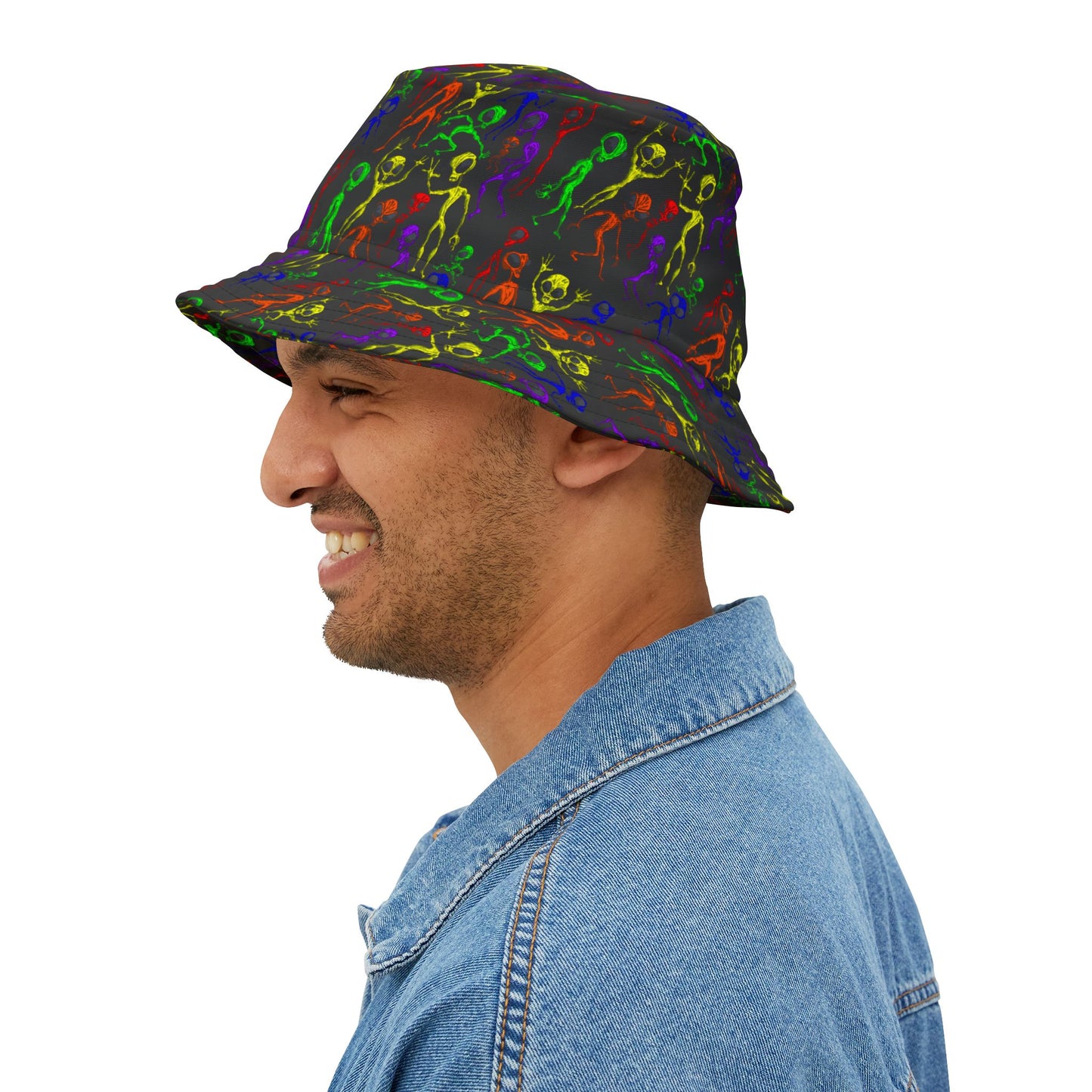 Vibrant Alien Dance Party Bucket Hat, Fun Festival Accessory, Colorful Summer Hat, Unisex Headwear, Outdoor Adventure Gear