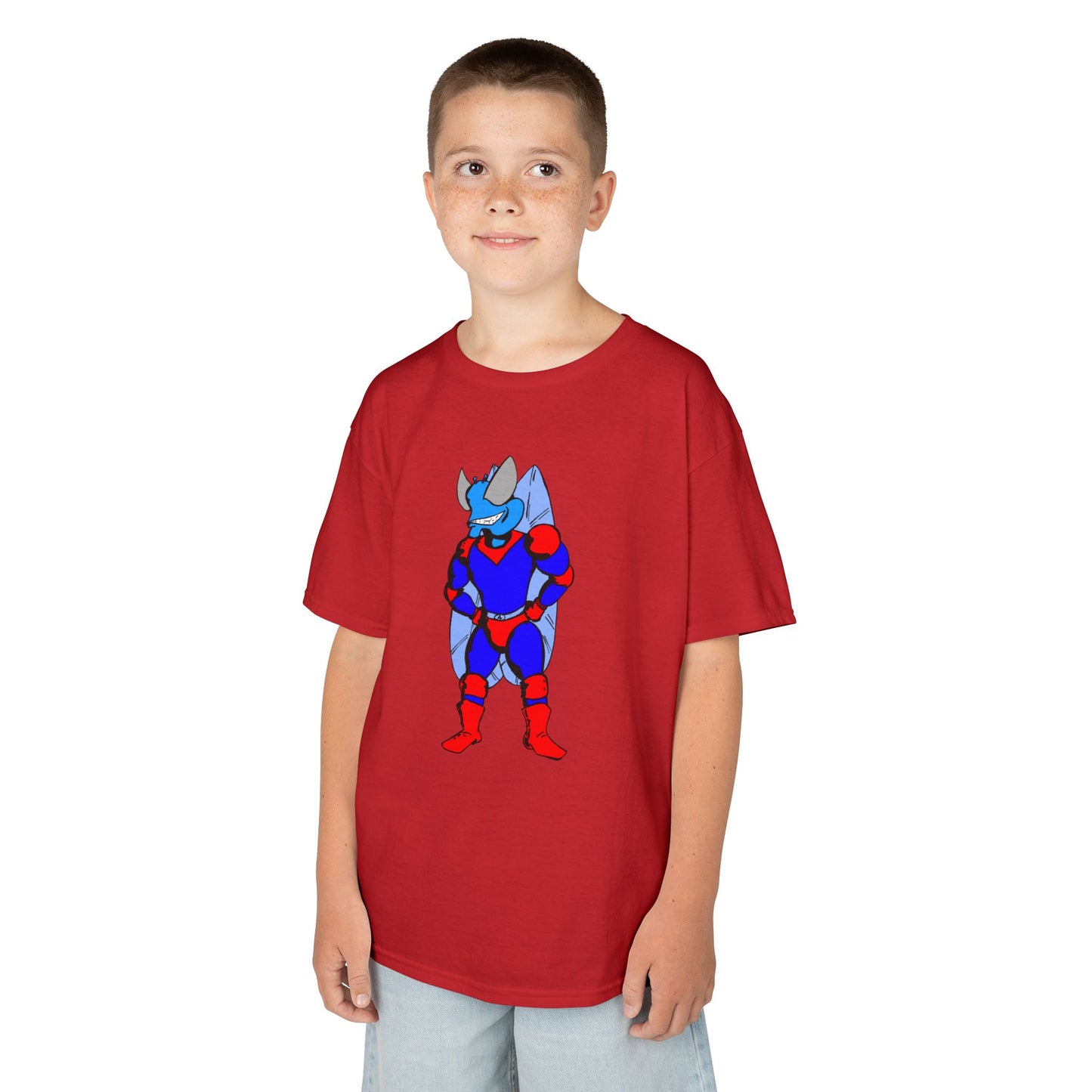 Astro-Fly Kids Superhero T-Shirt — Cute Red & Blue Winged Hero Tee for Boys & Girls