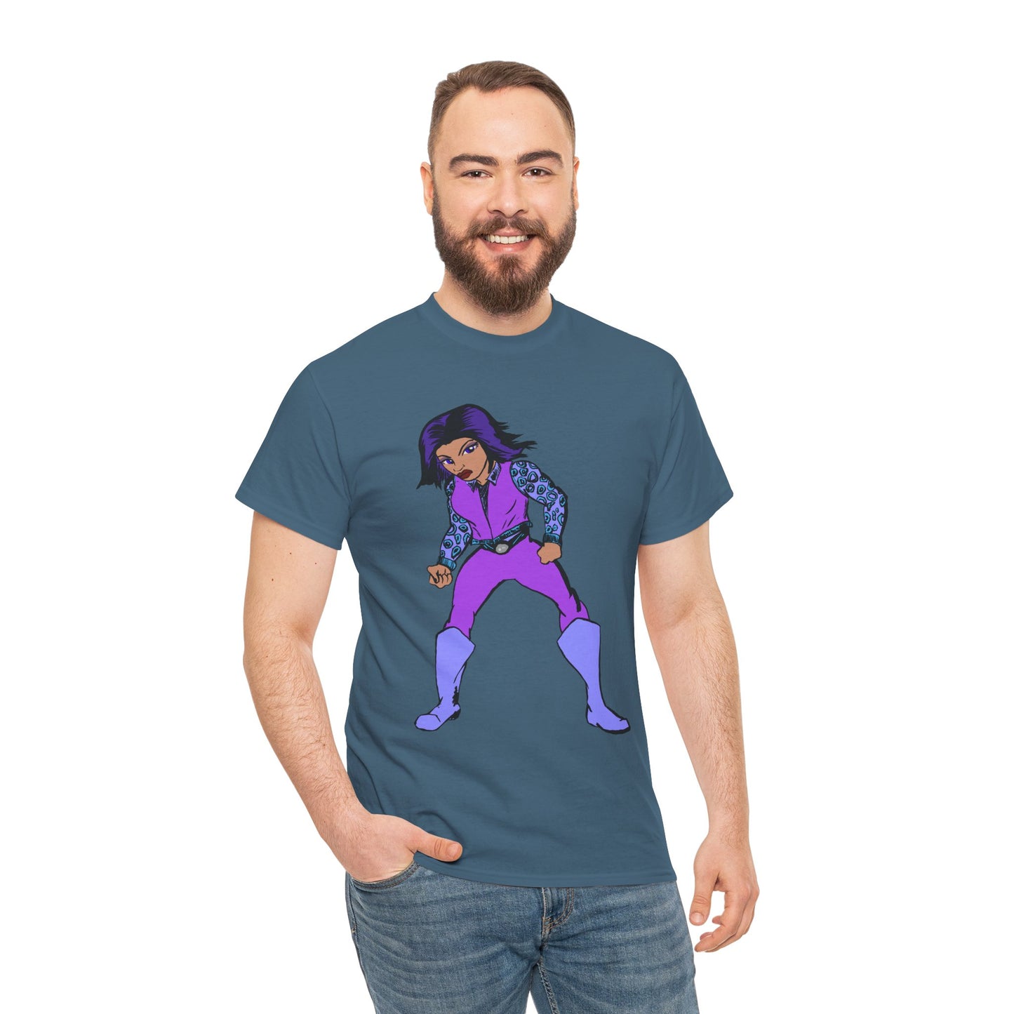 Retro Cartoon Hero Woman Character Unisex Heavy Cotton Tee, Vintage Graphic Tee, Fun T-Shirt, Gift for Fans, Casual Wear, Everyday Tee