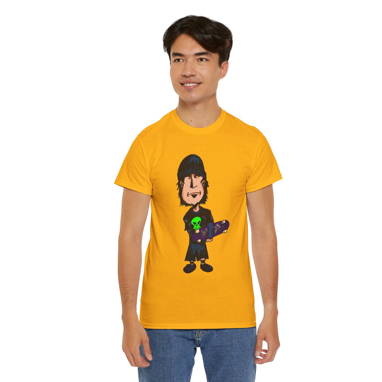 Rude Skater Dude - Skate Punk Cartoon Tee – Boy with Skateboard Graphic Shirt