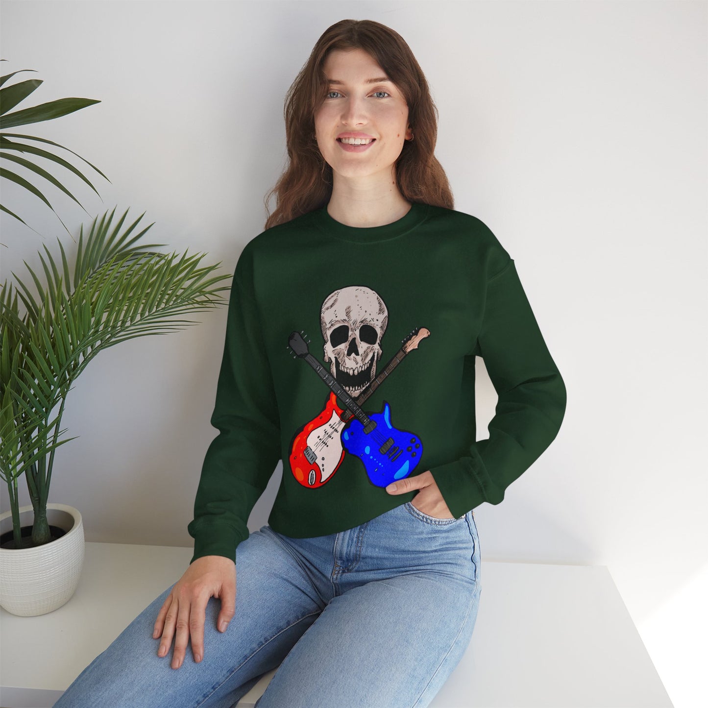 Skull and Guitar Crewneck Sweatshirt
