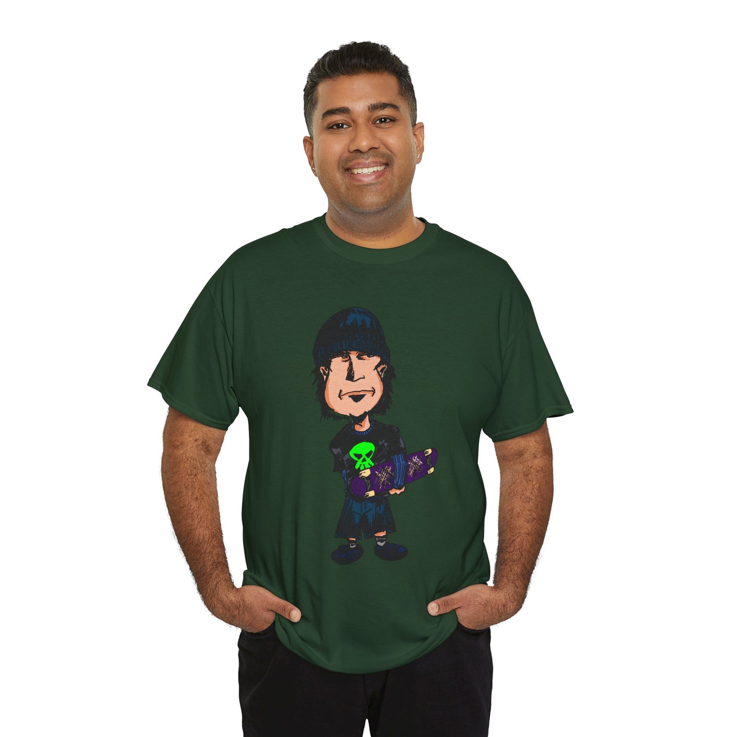 Rude Skater Dude - Skate Punk Cartoon Tee – Boy with Skateboard Graphic Shirt