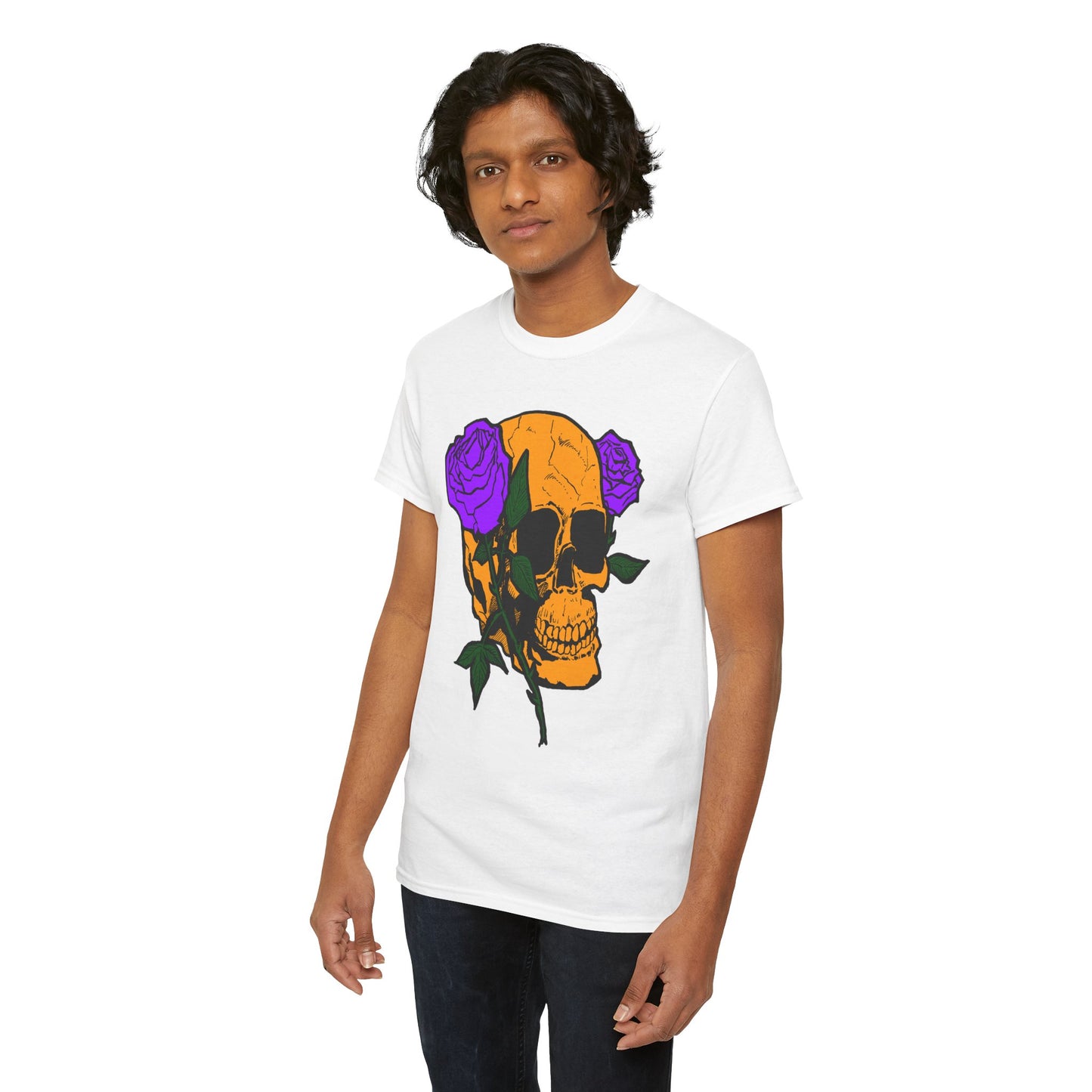 Skull and Roses Unisex Tee, Gothic Aesthetic Shirt, Vintage Graphic T-Shirt, Streetwear Essentials, Edgy Casual Wear