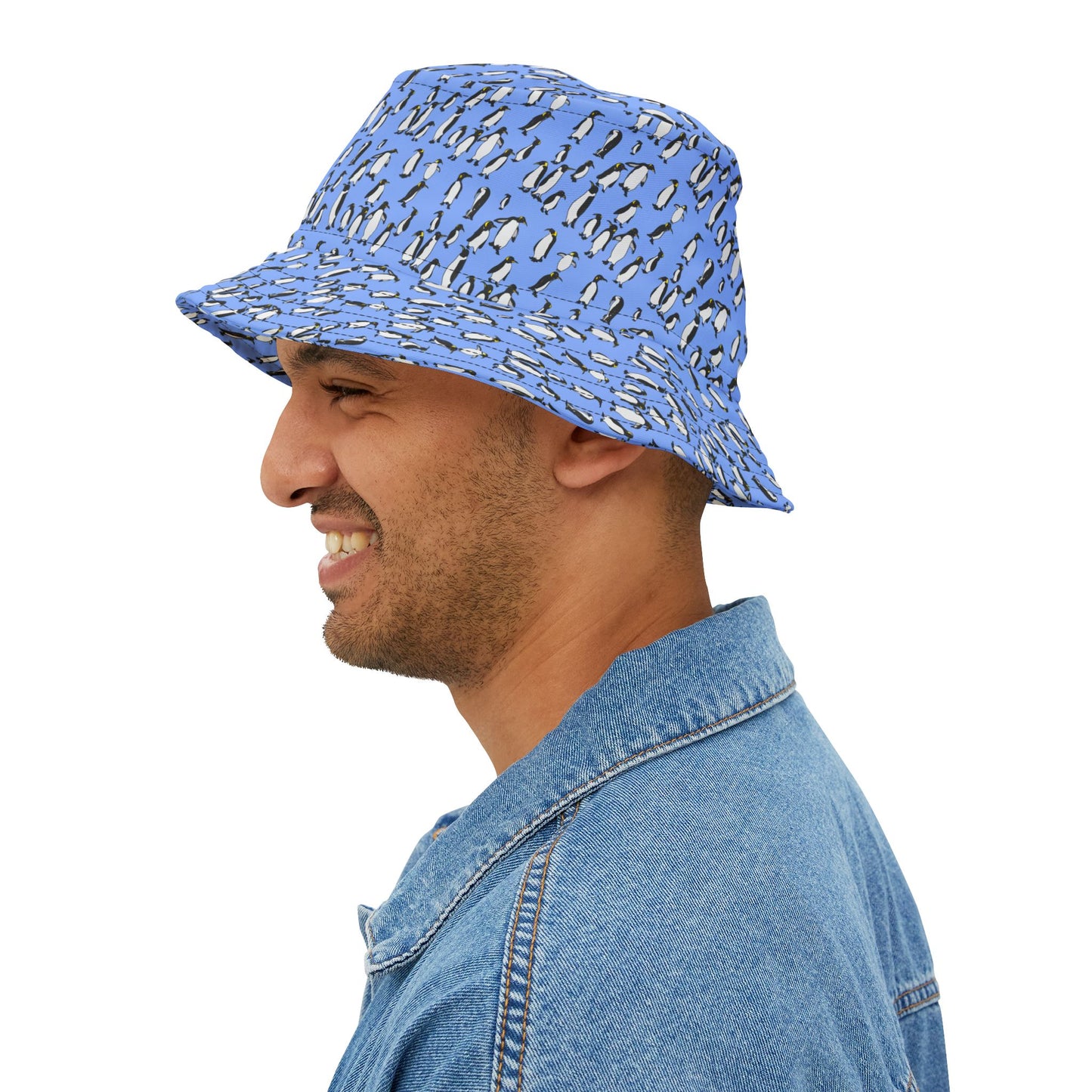 Penguin Print Bucket Hat, AOP Hat for Summer, Trendy Beach Hat, Fun Gift for Animal Lovers, Unique Gift for Adventurers