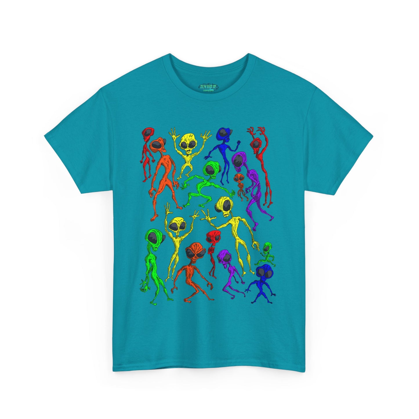 Rainbow Alien Dance Party Unisex Tee - Cosmic Sci-Fi Shirt