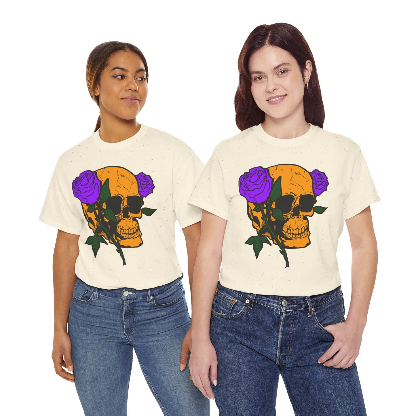 Skull and Roses Unisex Tee, Gothic Aesthetic Shirt, Vintage Graphic T-Shirt, Streetwear Essentials, Edgy Casual Wear