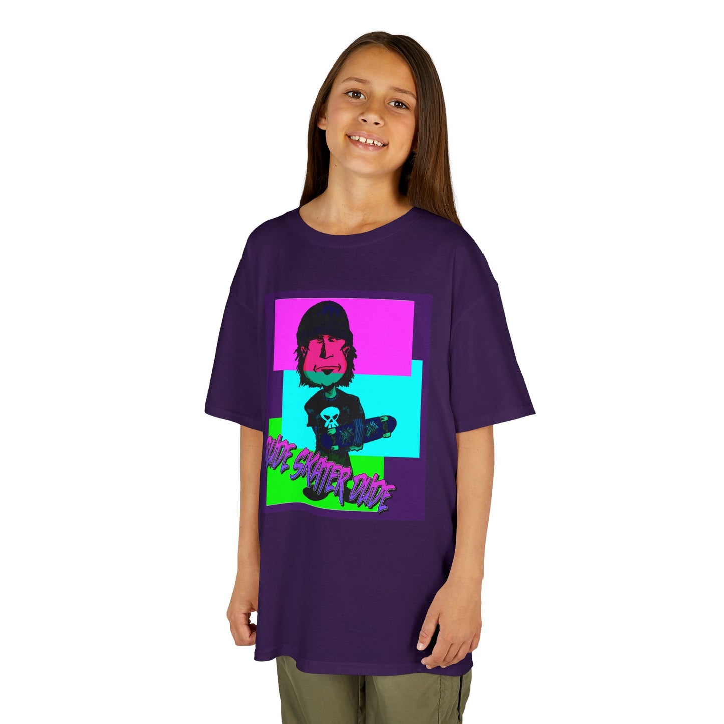 Kids Tee — Retro Neon Rude Skater Dude Kid Graphic T-Shirt