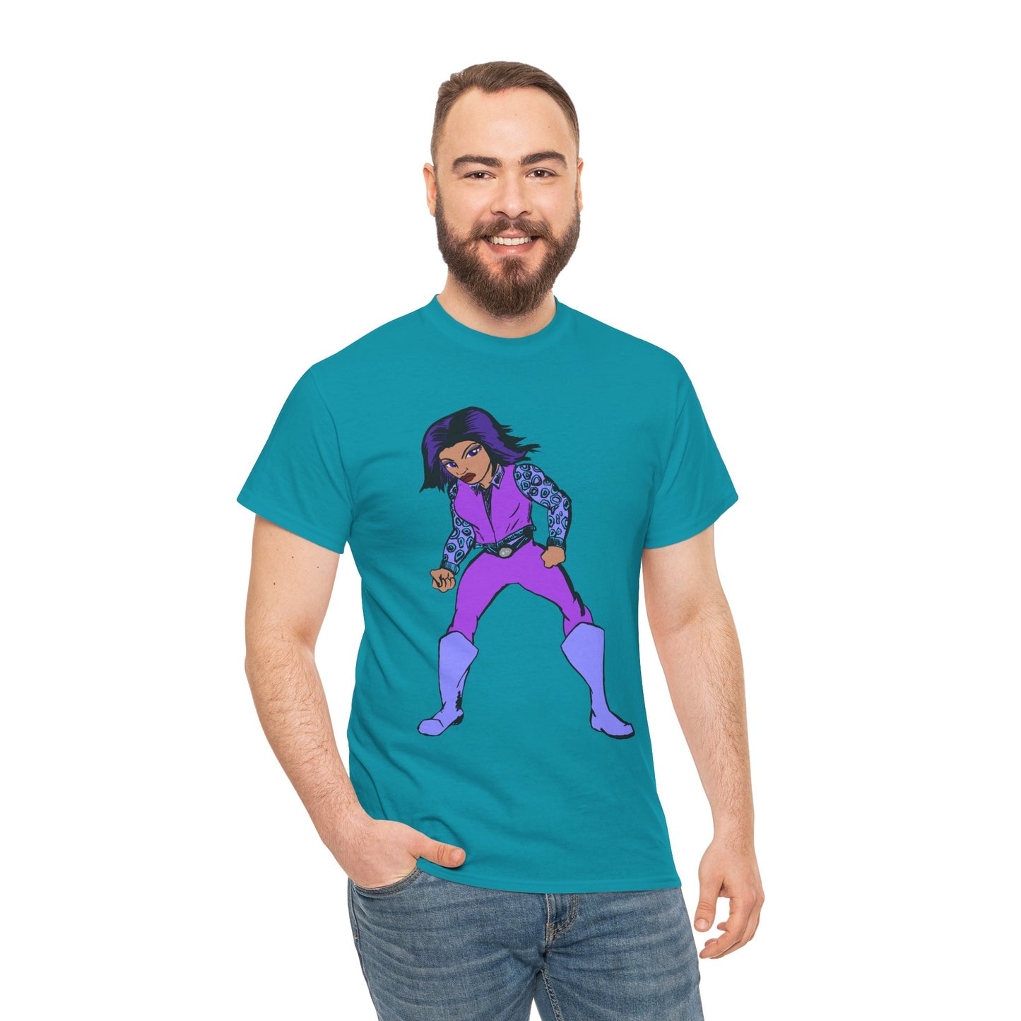 Retro Cartoon Hero Woman Character Unisex Heavy Cotton Tee, Vintage Graphic Tee, Fun T-Shirt, Gift for Fans, Casual Wear, Everyday Tee
