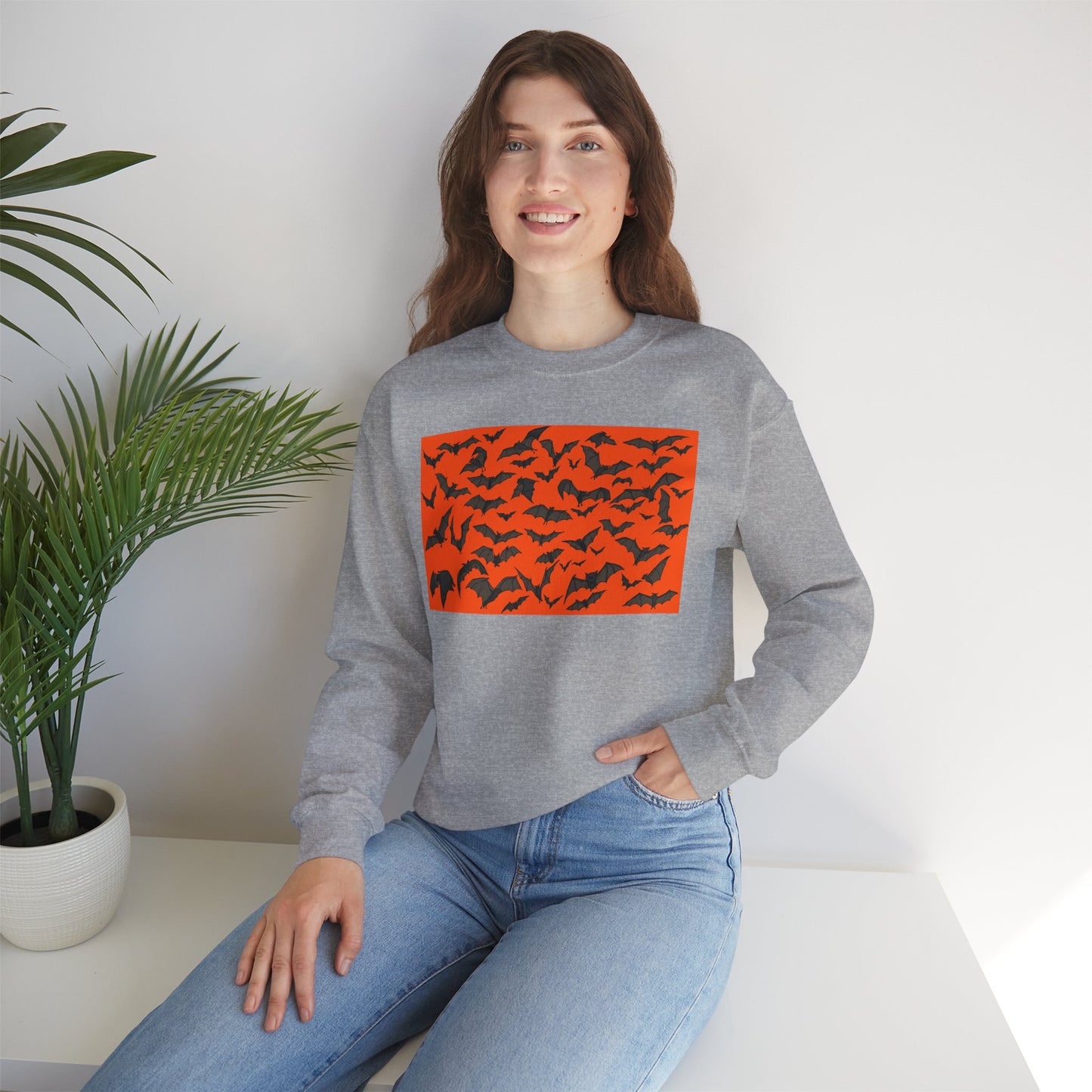 Halloween Bat Print Crewneck Sweatshirt