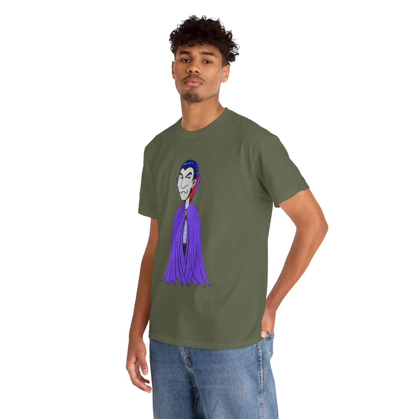 Vampire Cartoon Tee - Cute Purple Cloak Dracula Graphic T-Shirt