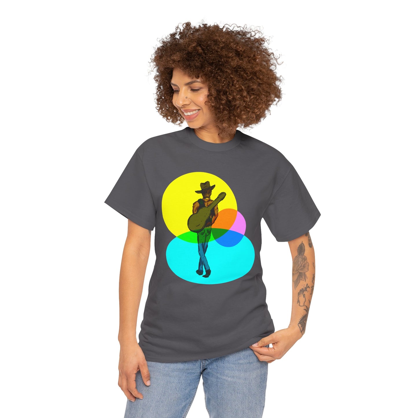Cowboy Guitar Tee — Colorful Music T‑Shirt