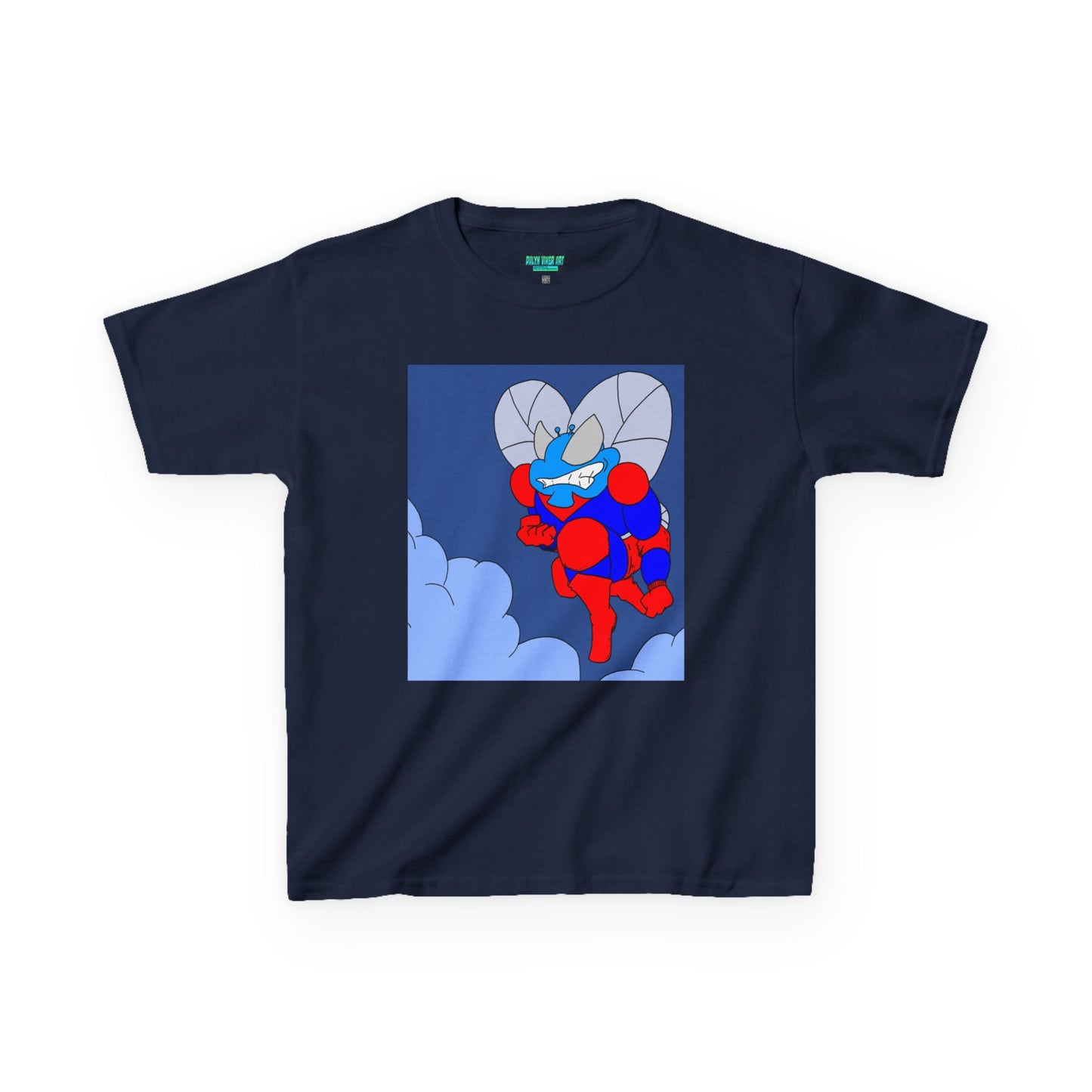 The Astounding Astro-Fly - Up in the Clouds - Kids Superhero Graphic Tee - Fun Cartoon Design for Playful Days