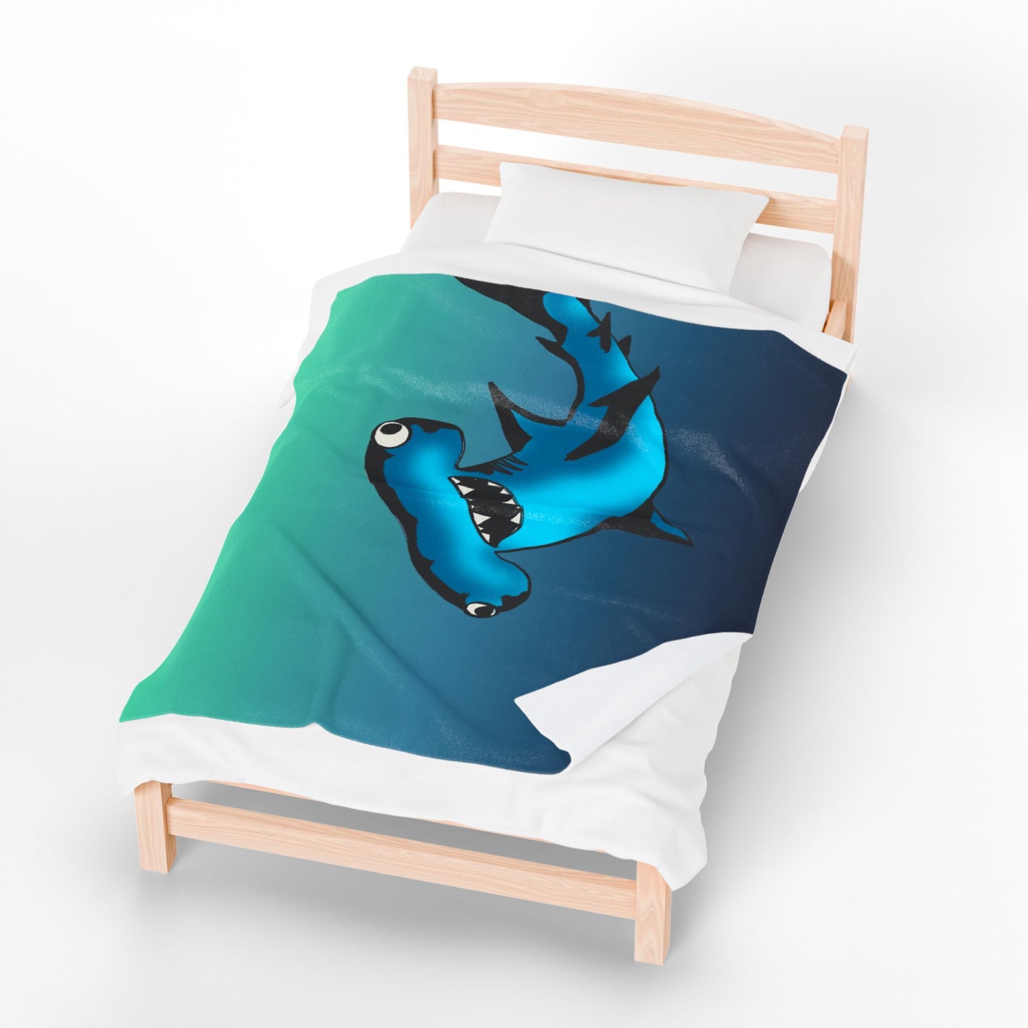 Harley Hammerhead Shark Velveteen Plush Blanket — Cute Ocean Animal Throw for Kids & Beach Lovers