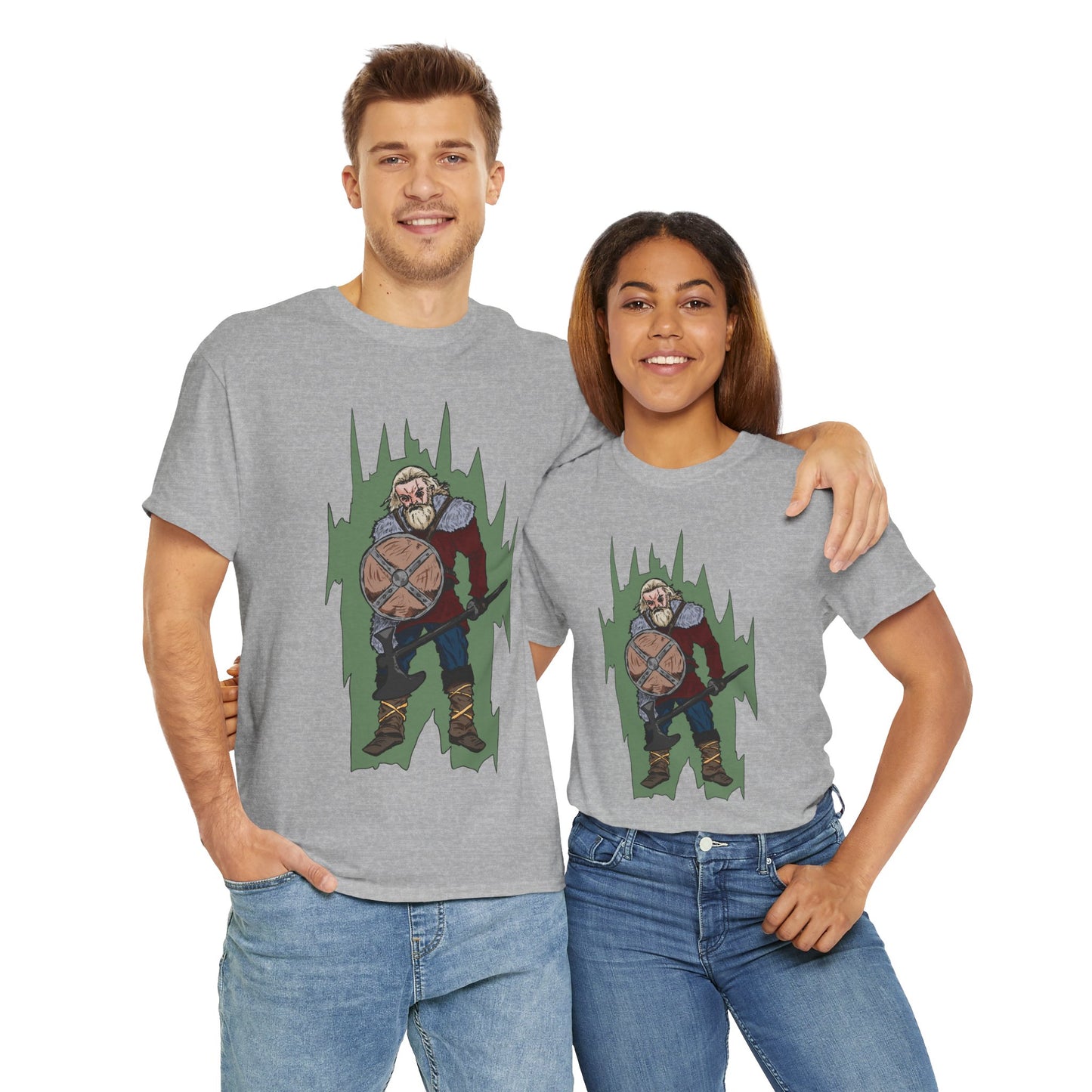 Epic Warrior Graphic Tee, Unisex Heavy Cotton Shirt, Casual Wear, Gamer Gift, Medieval Art Clothing, Battle Theme Fashion