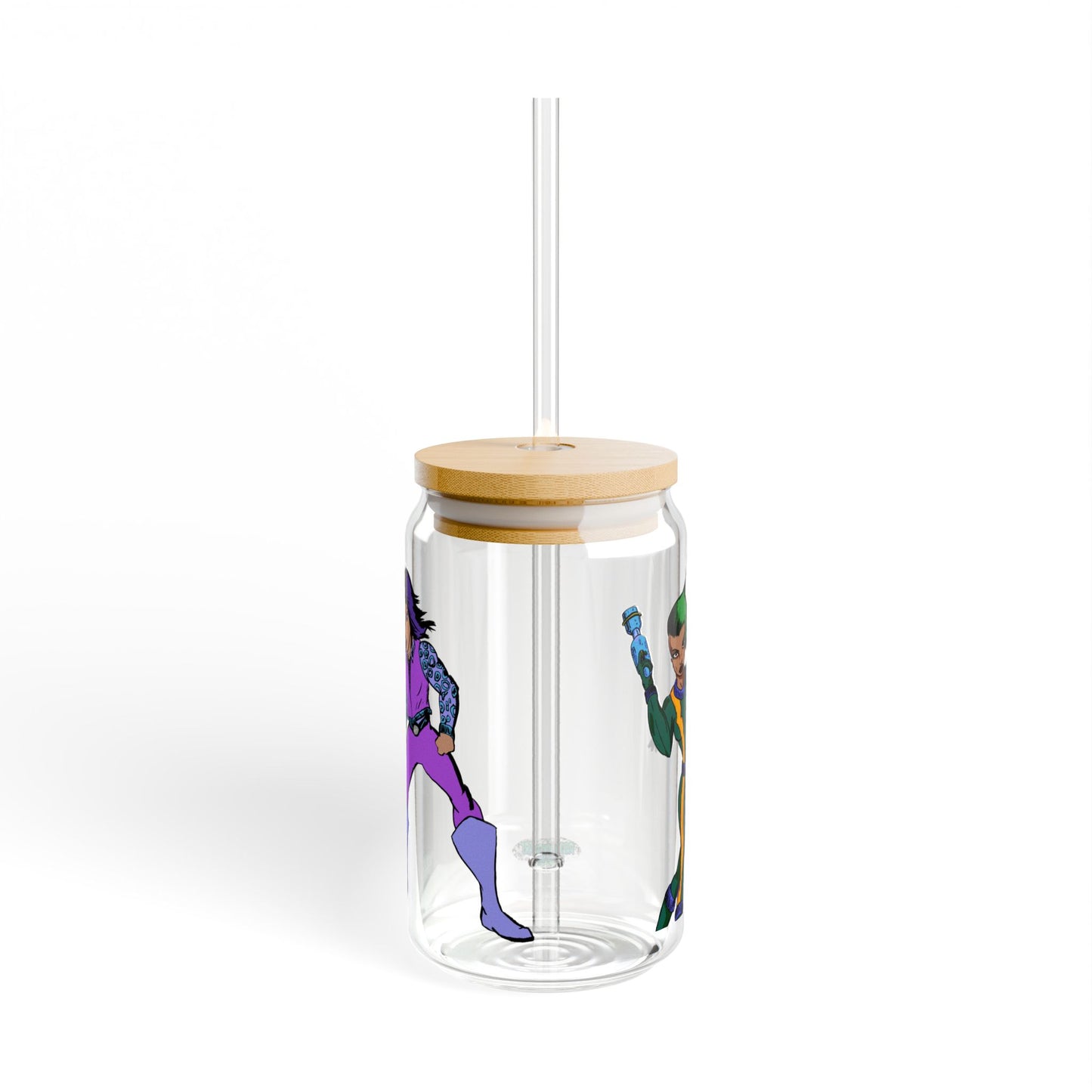 Women Heroes Cartoon Sipper Glass - Eco-Friendly Drinkware, Fun Hydration, Unique Gifts, Party Favor, Character Theme